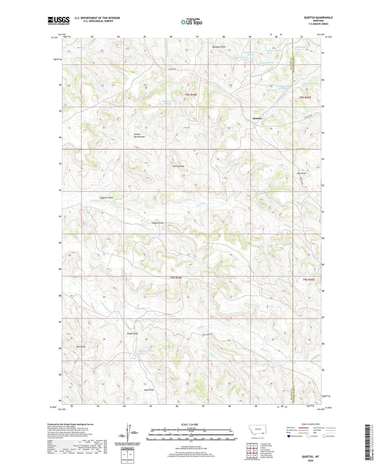 Quietus Montana US Topo Map Image