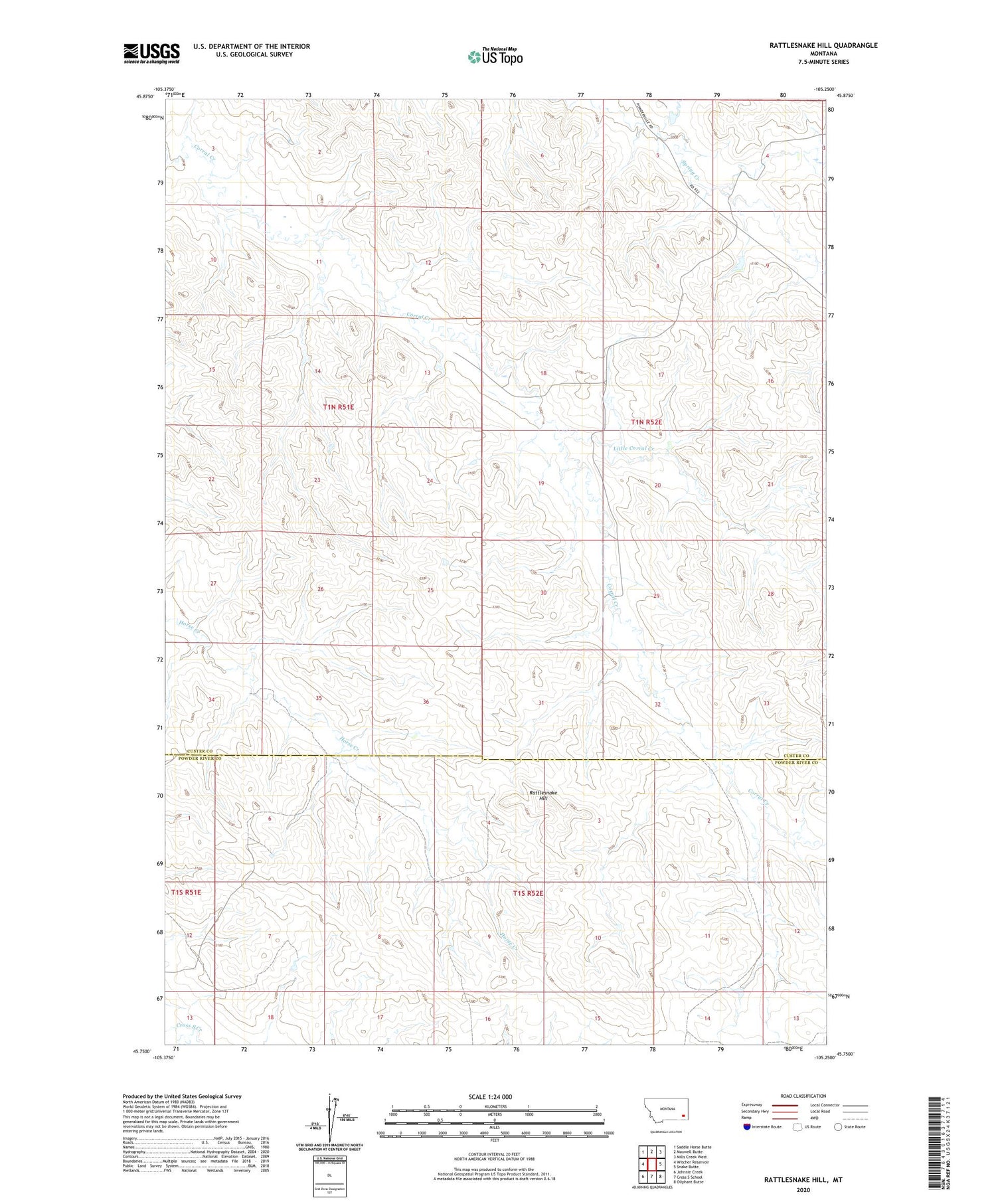 Rattlesnake Hill Montana US Topo Map Image