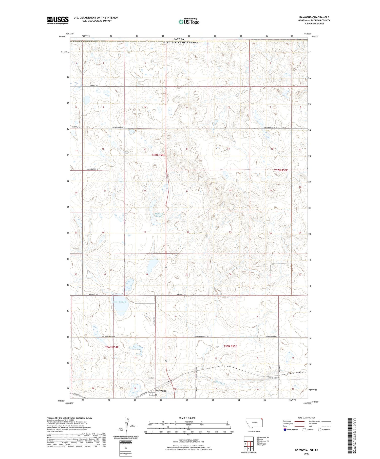 Raymond Montana US Topo Map Image