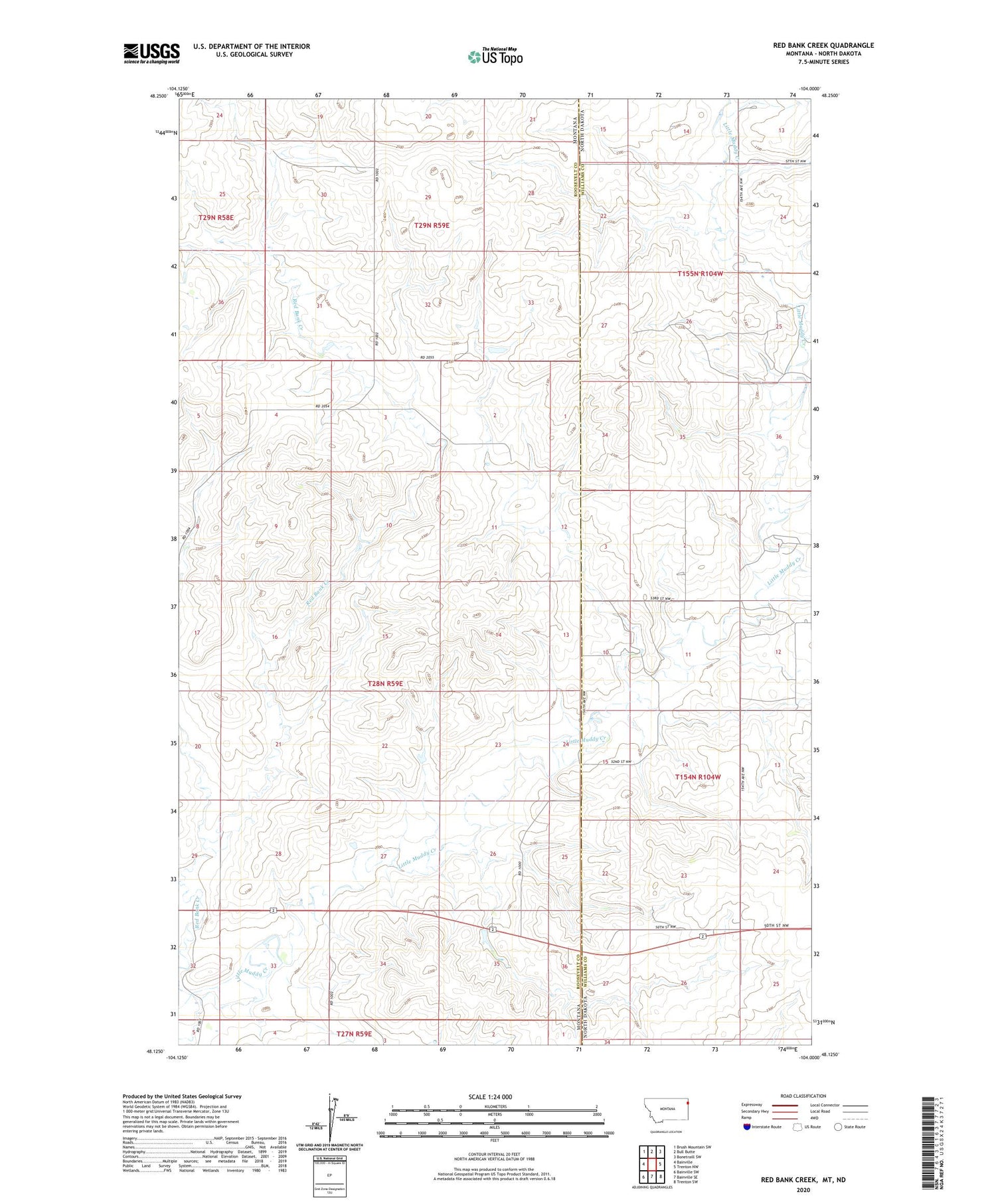 Red Bank Creek Montana US Topo Map Image