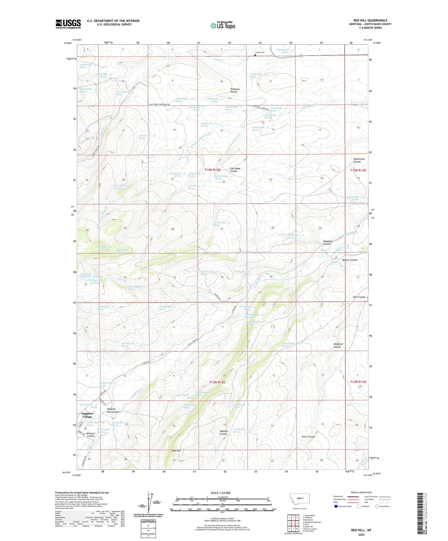 Red Hill Montana US Topo Map Image