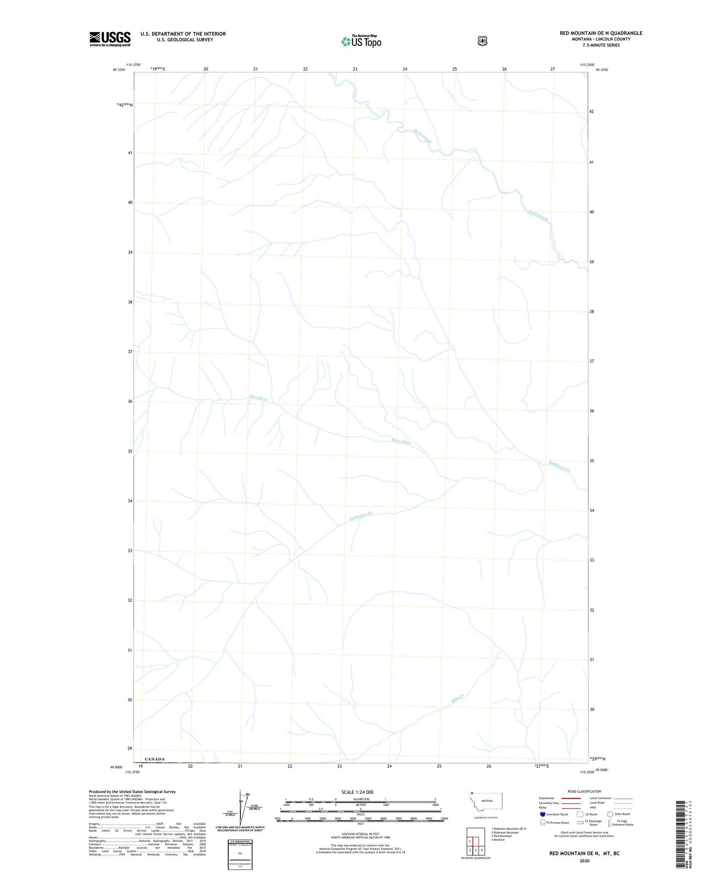 Red Mountain OE N Montana US Topo Map Image