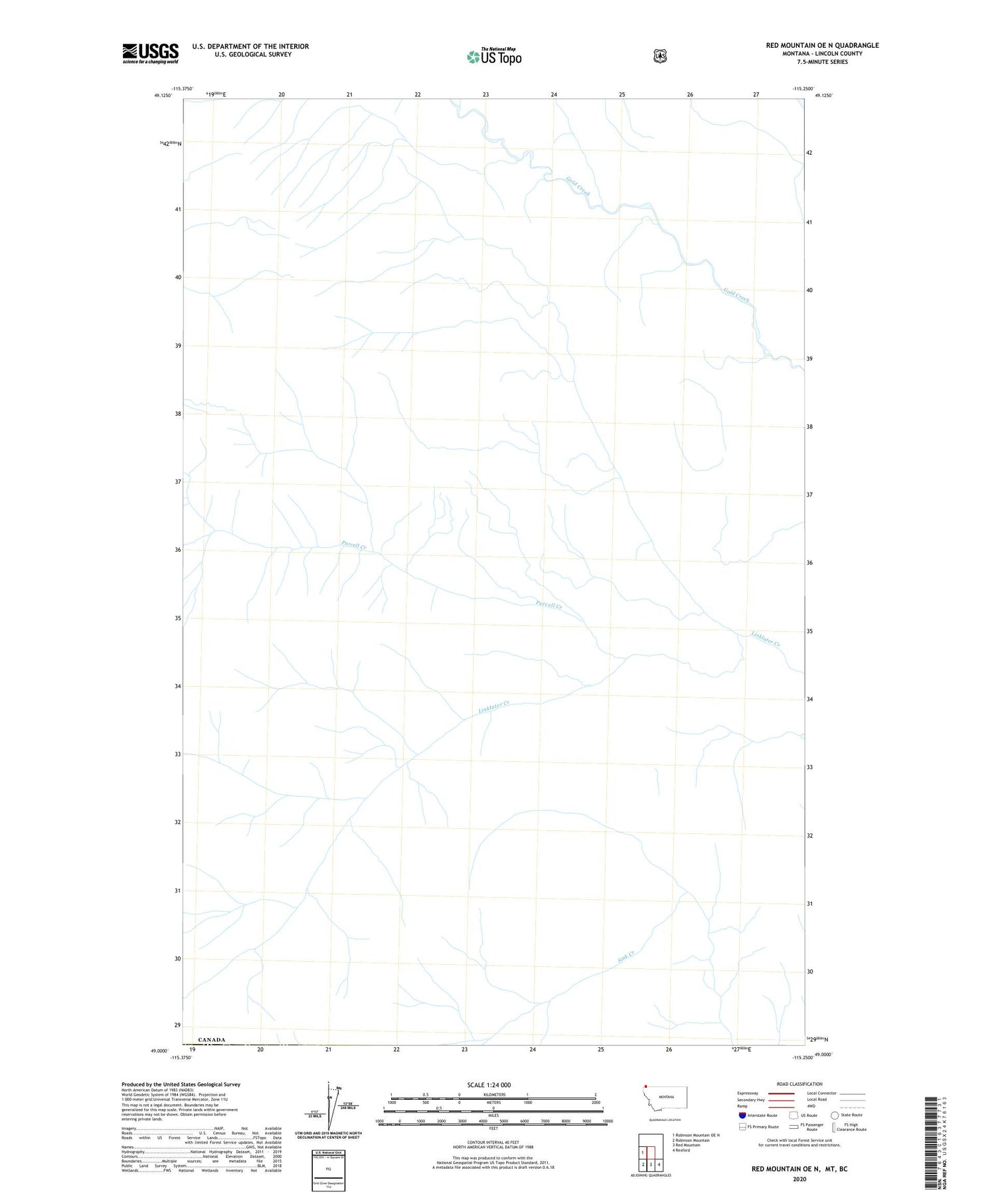 Red Mountain OE N Montana US Topo Map Image
