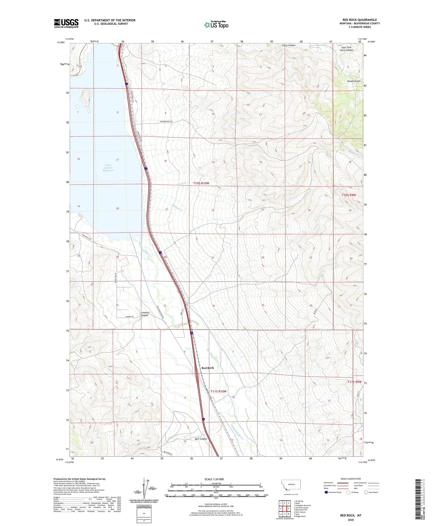 Red Rock Montana US Topo Map Image