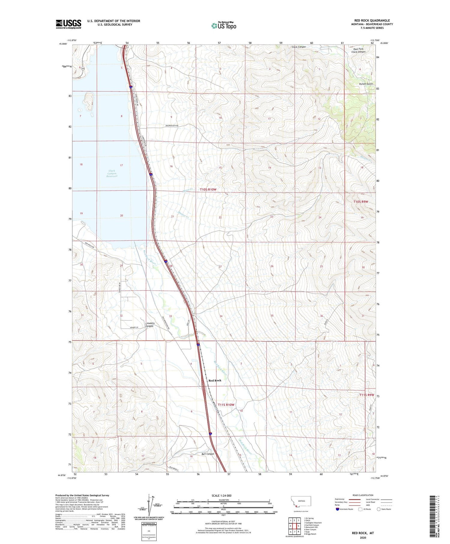 Red Rock Montana US Topo Map Image