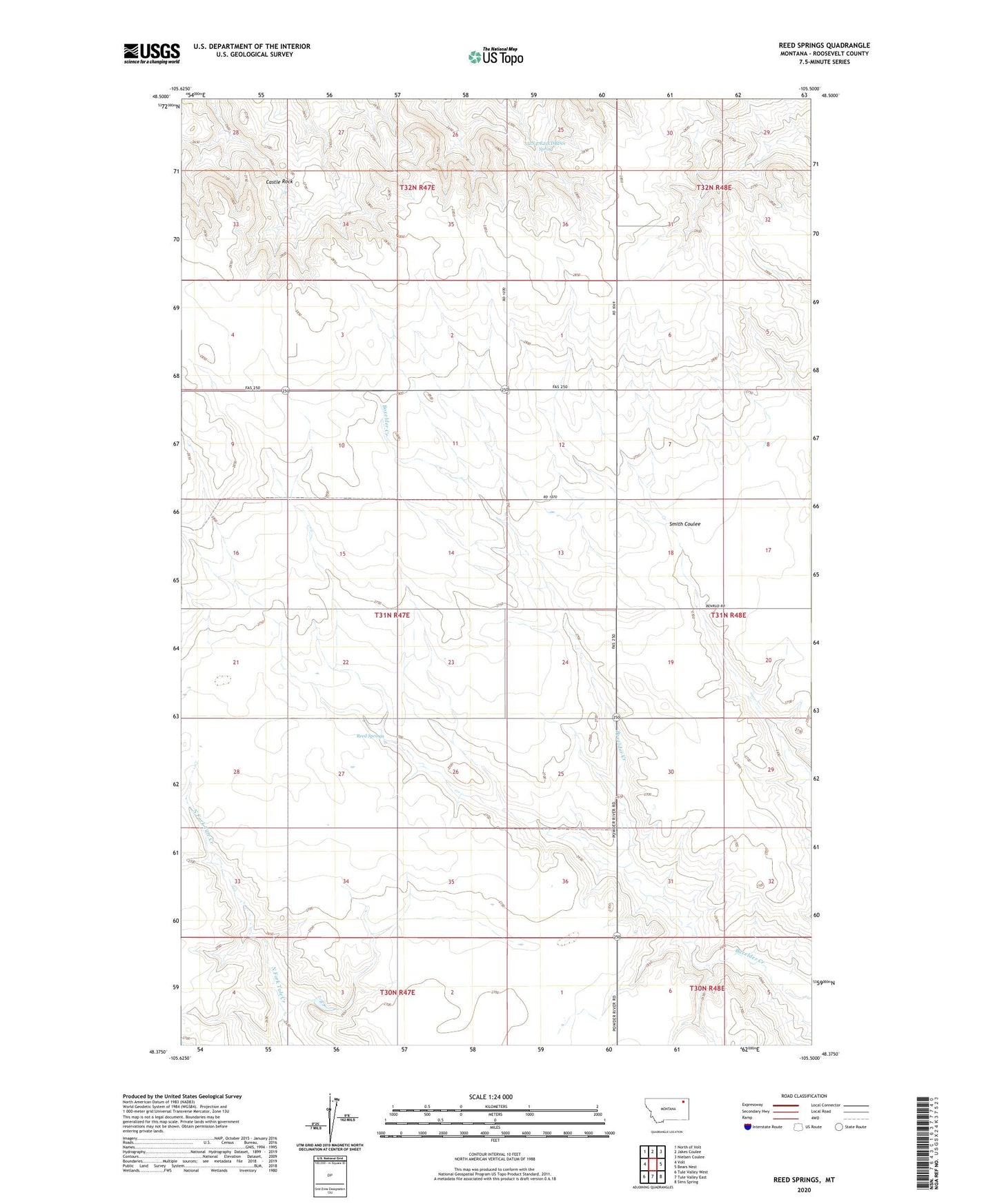 Reed Springs Montana US Topo Map Image