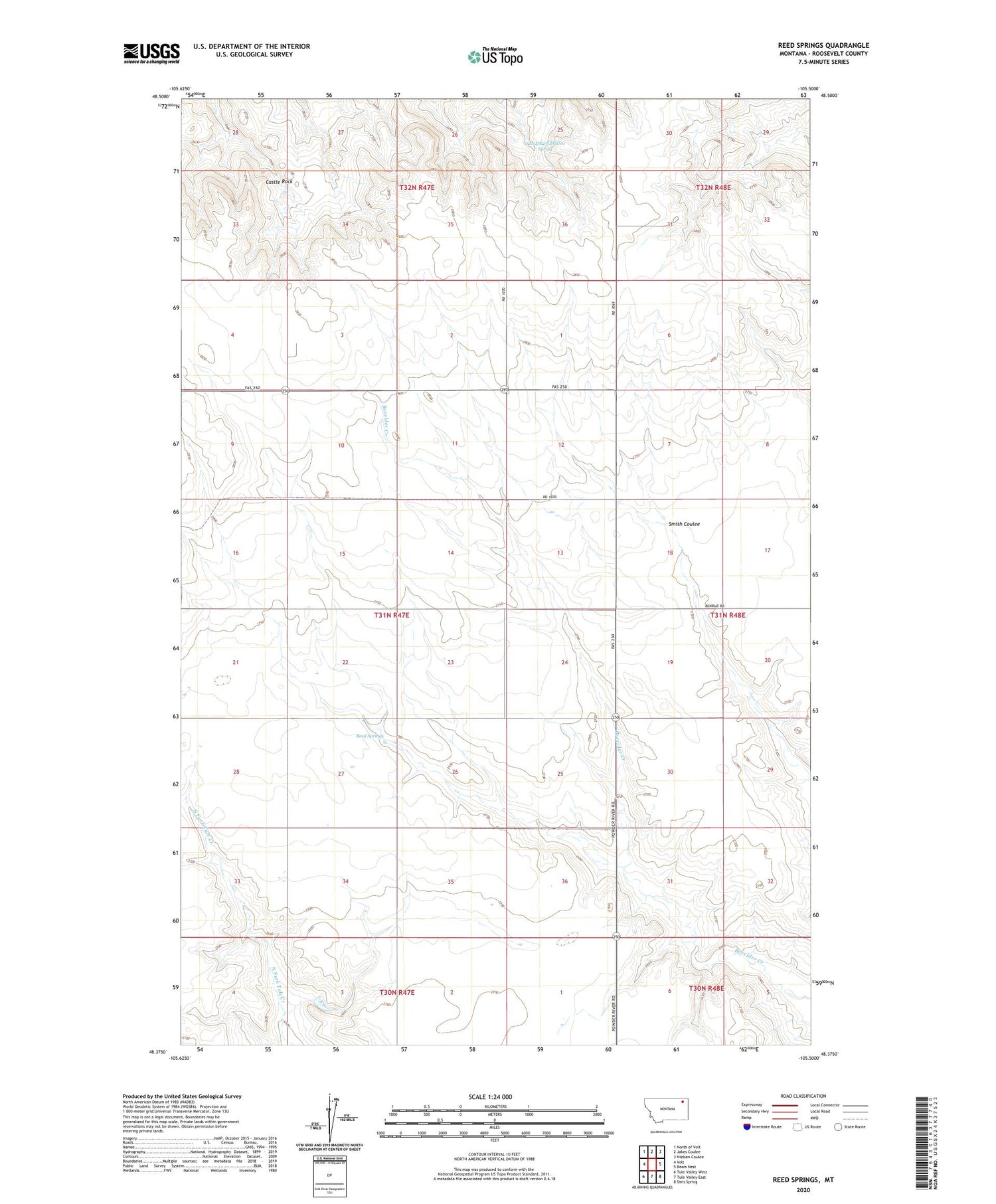 Reed Springs Montana US Topo Map Image