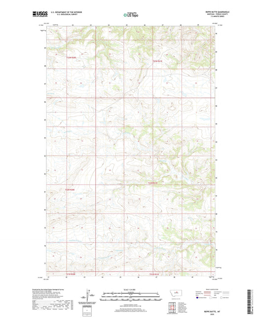 Reppe Butte Montana US Topo Map Image