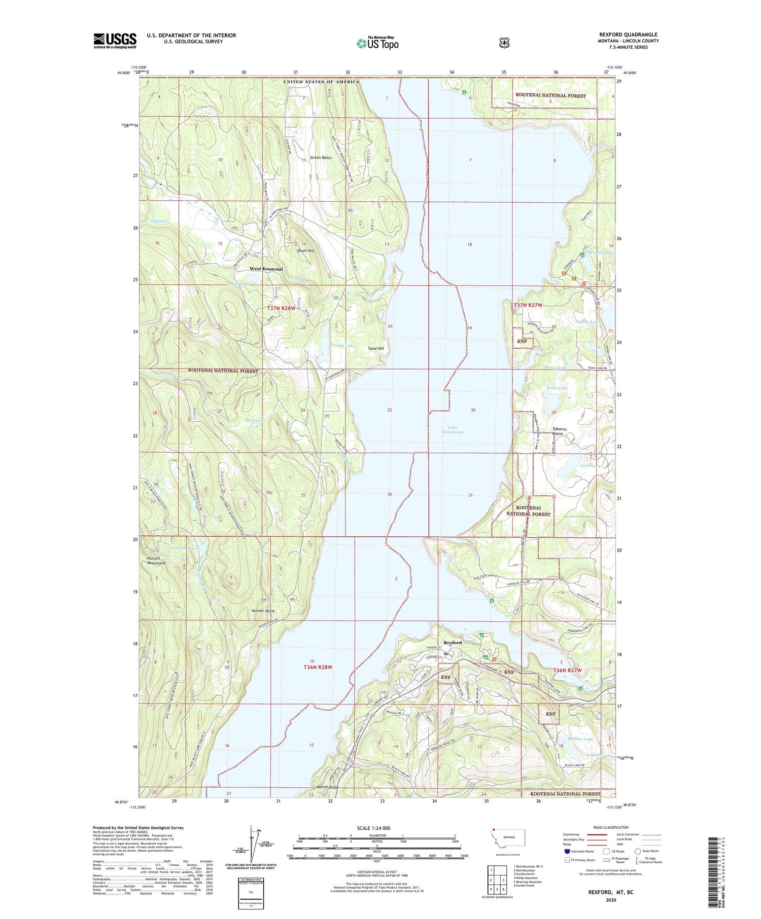 Rexford Montana US Topo Map Image