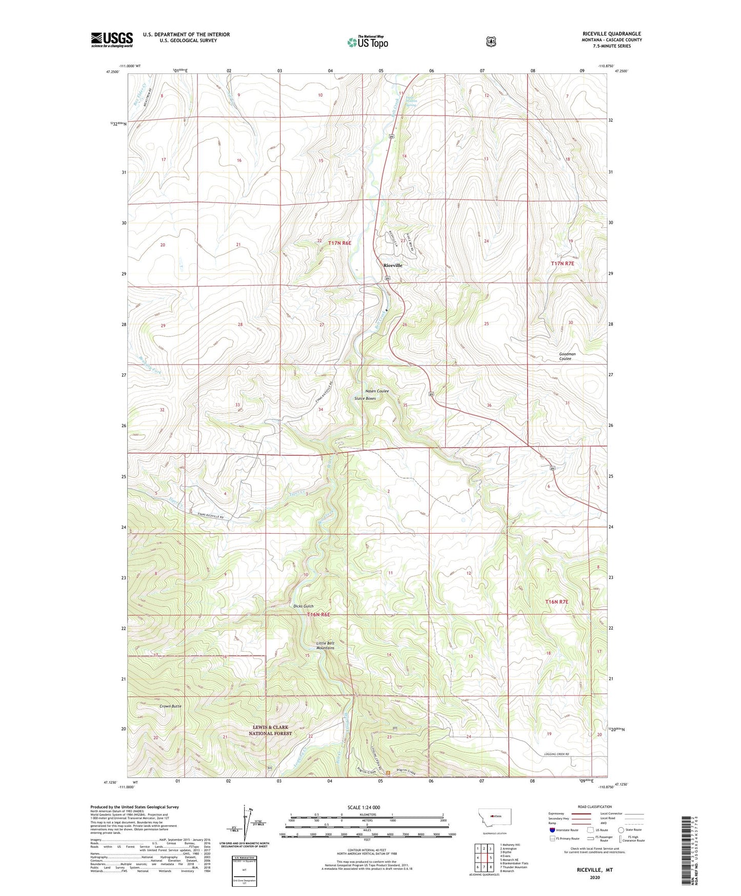 Riceville Montana US Topo Map Image