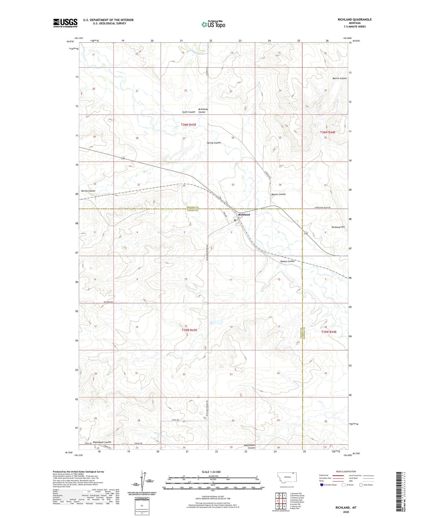 Richland Montana US Topo Map Image