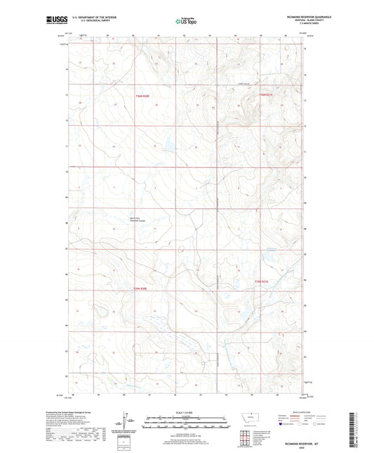 Richmond Reservoir Montana US Topo Map Image