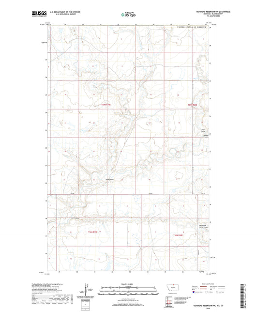 Richmond Reservoir NW Montana US Topo Map Image