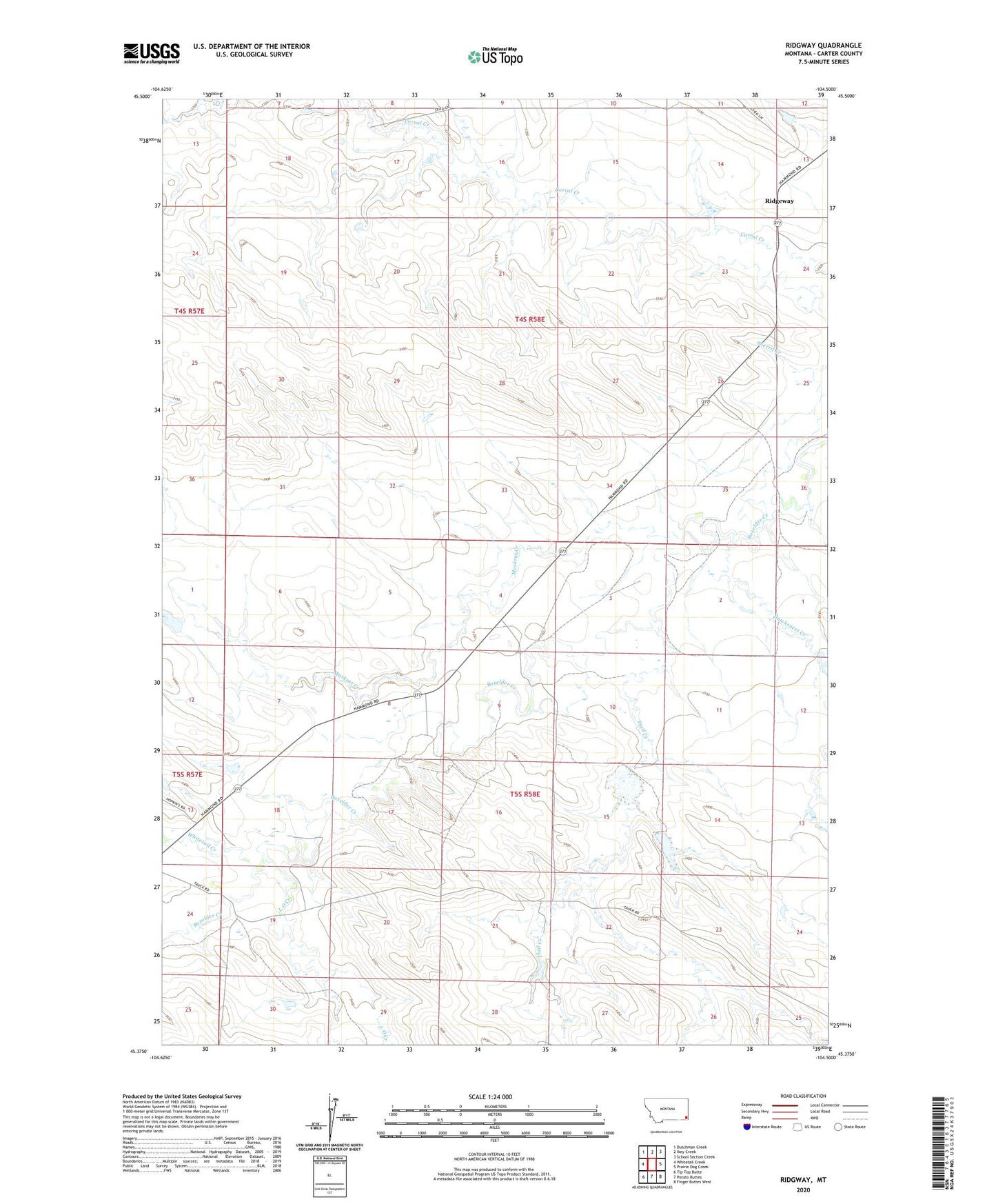 Ridgway Montana US Topo Map Image