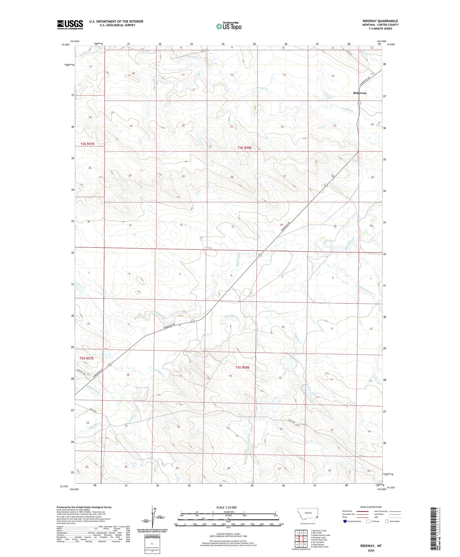 Ridgway Montana US Topo Map Image
