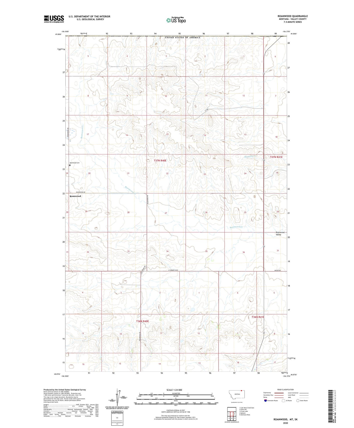 Roanwood Montana US Topo Map Image