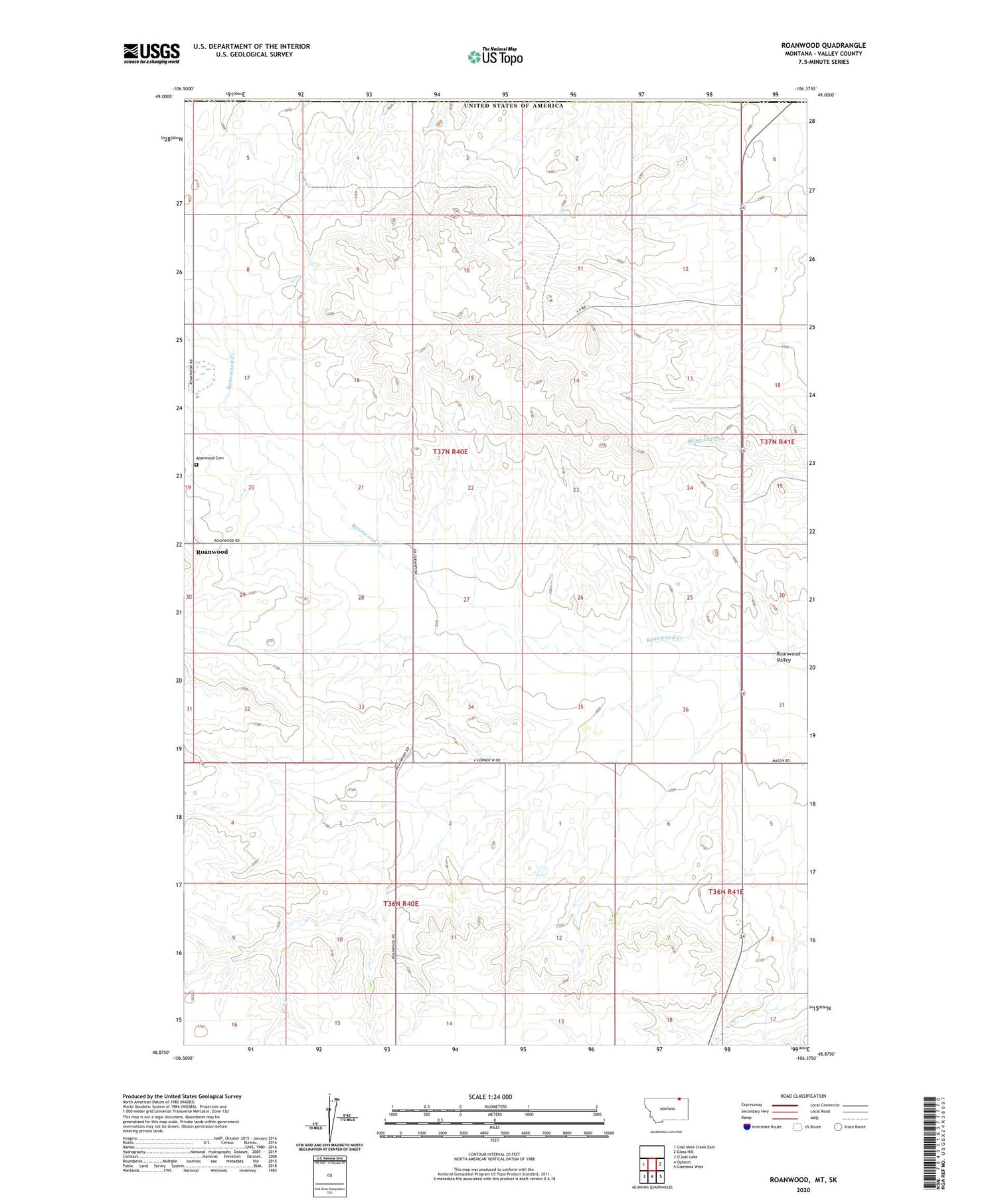 Roanwood Montana US Topo Map Image