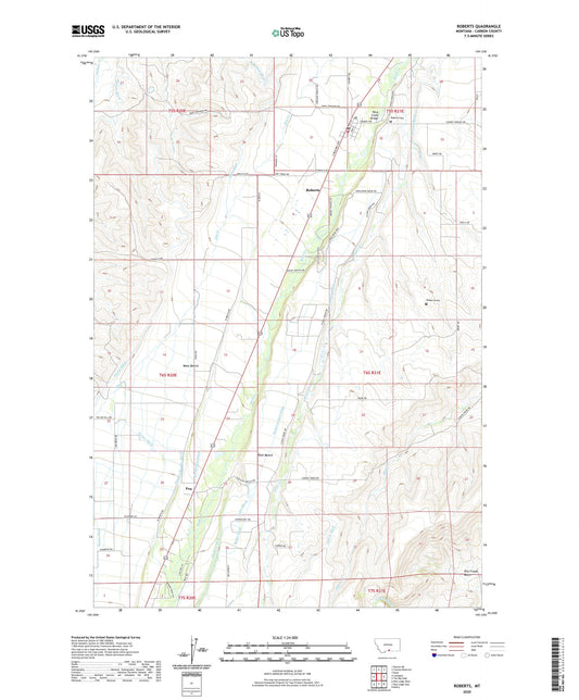 Roberts Montana US Topo Map Image