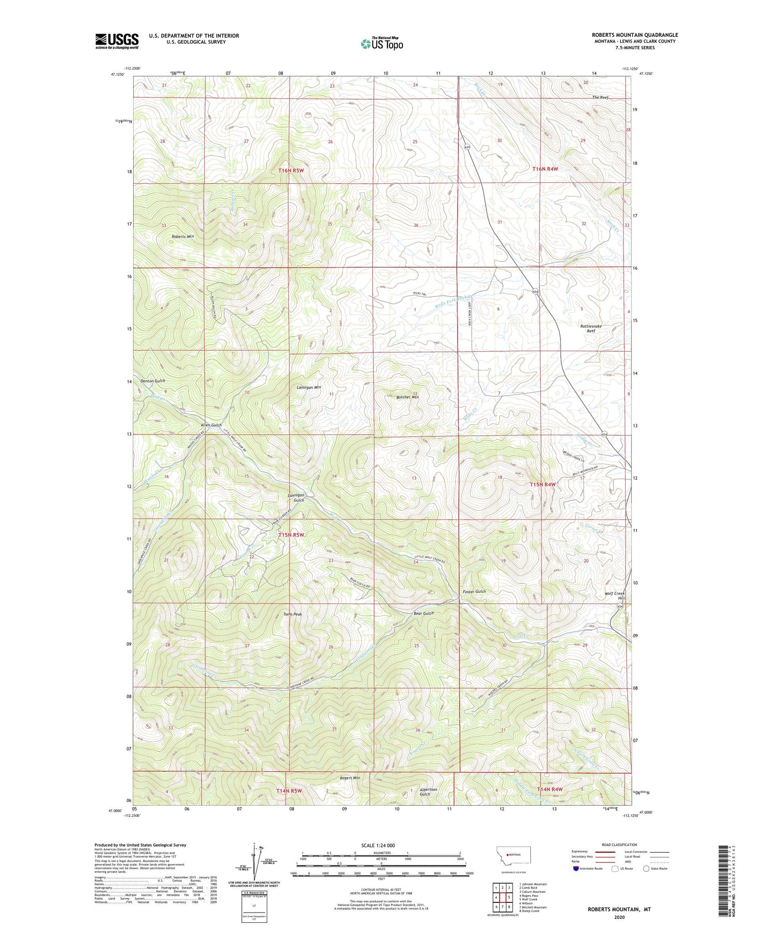 Roberts Mountain Montana US Topo Map Image