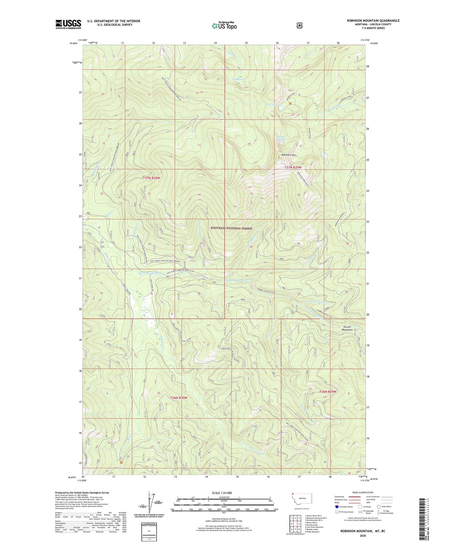 Robinson Mountain Montana US Topo Map Image