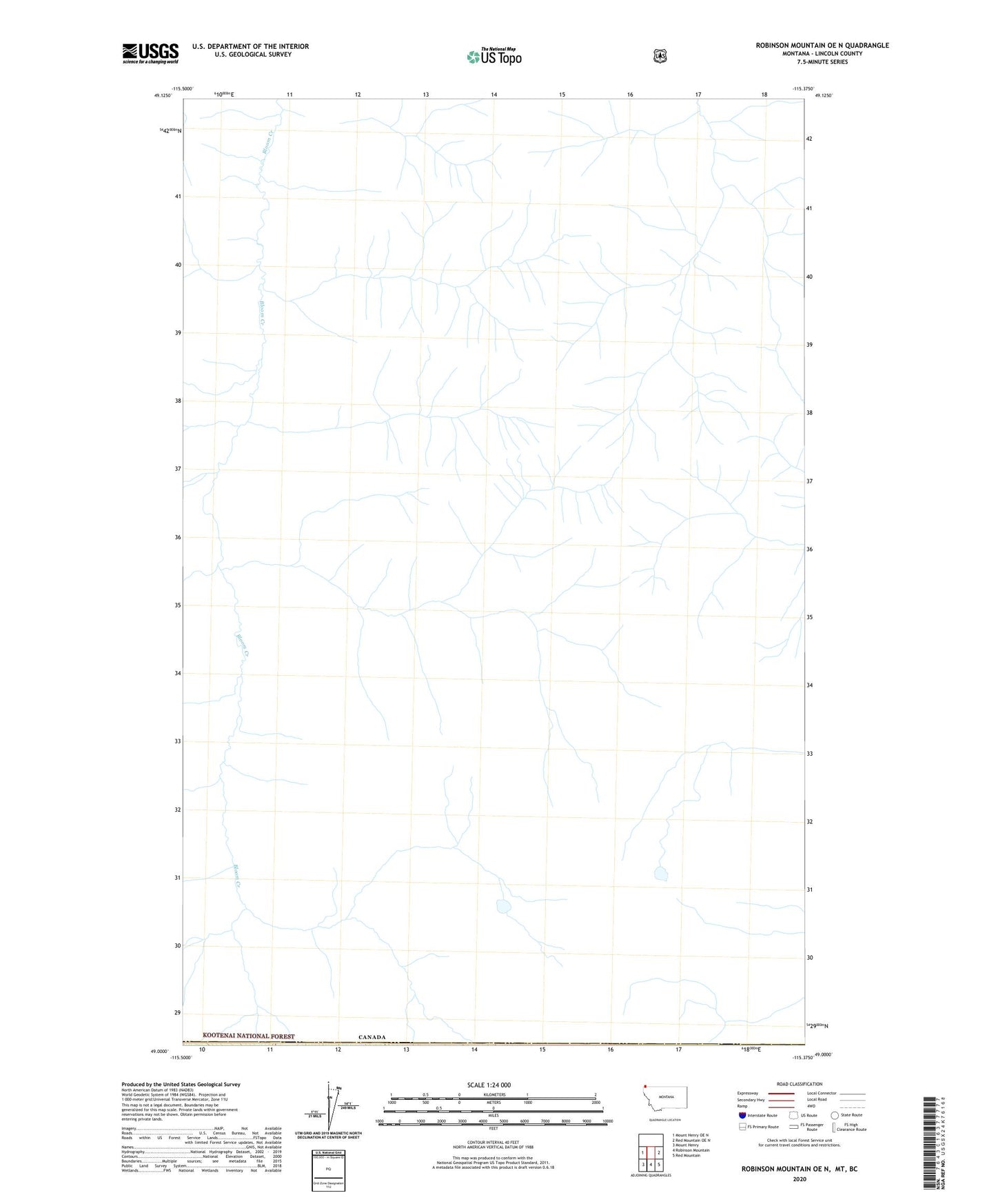 Robinson Mountain OE N Montana US Topo Map Image