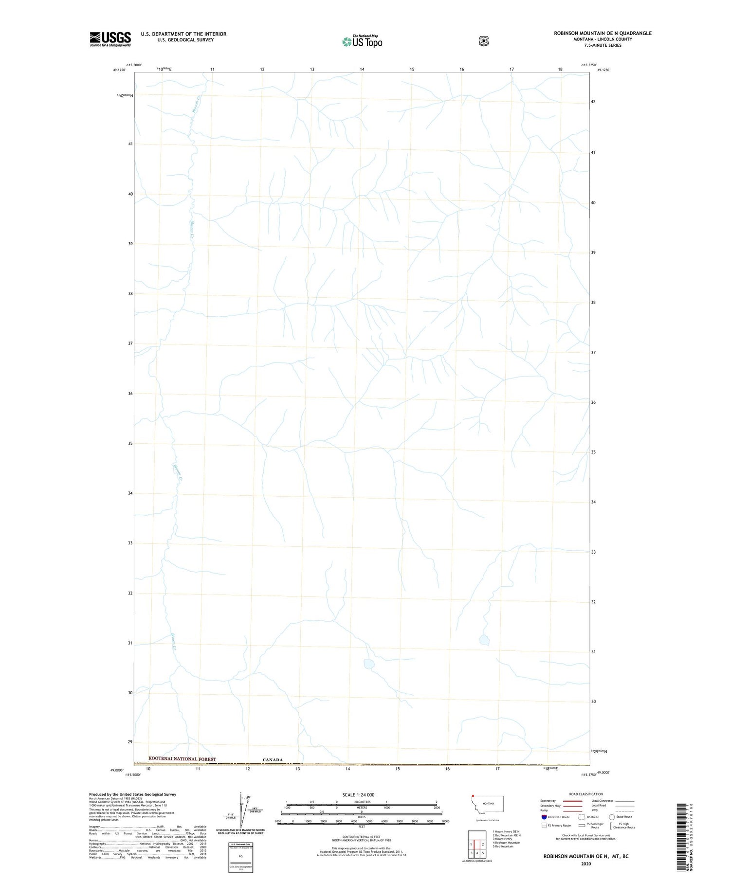 Robinson Mountain OE N Montana US Topo Map Image