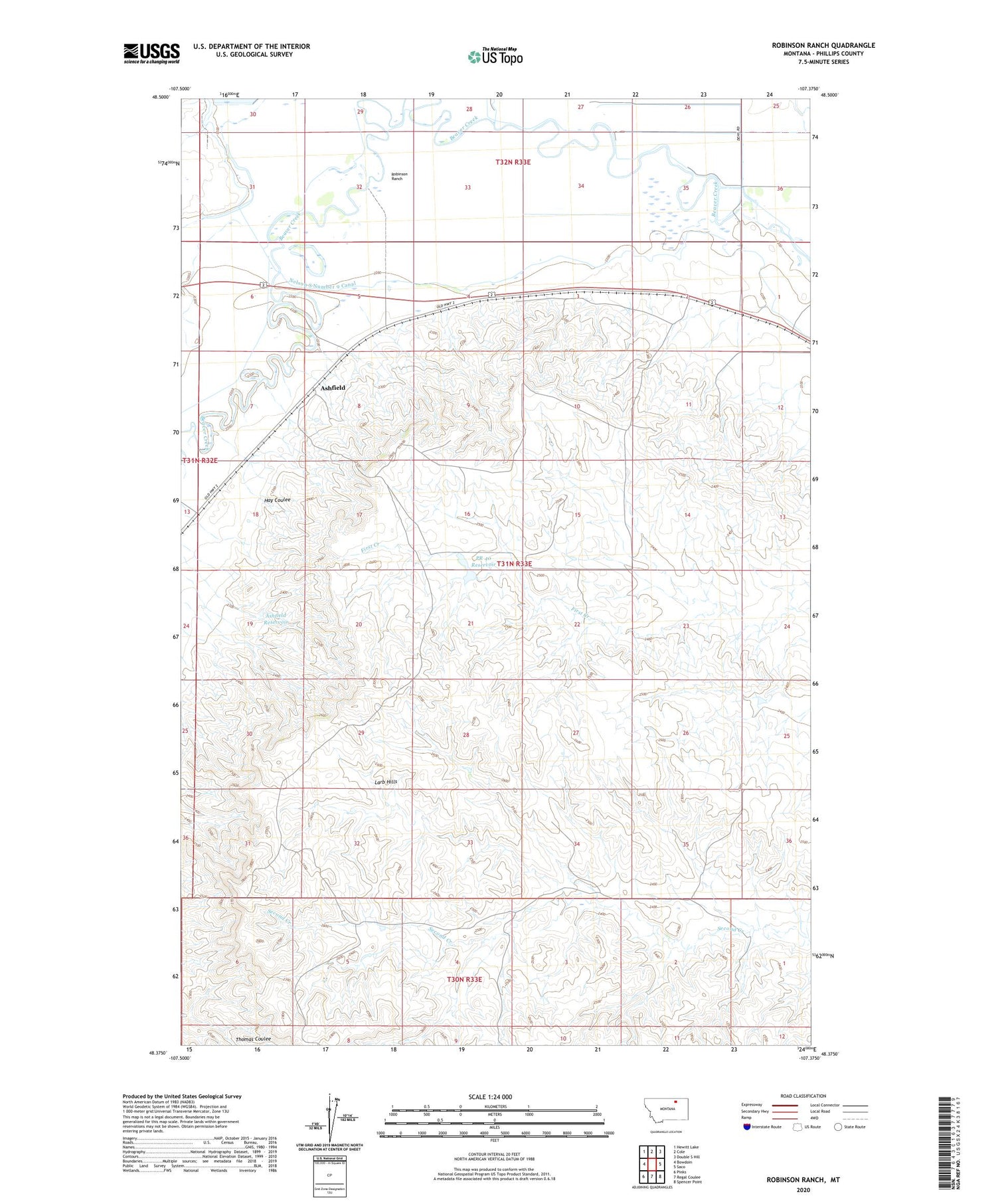 Robinson Ranch Montana US Topo Map Image