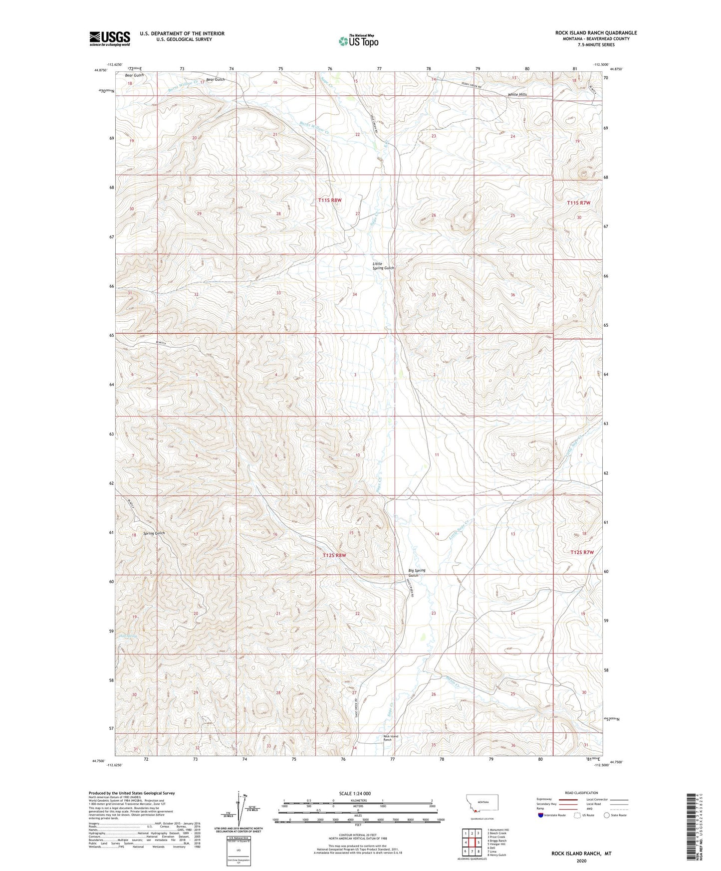 Rock Island Ranch Montana US Topo Map Image