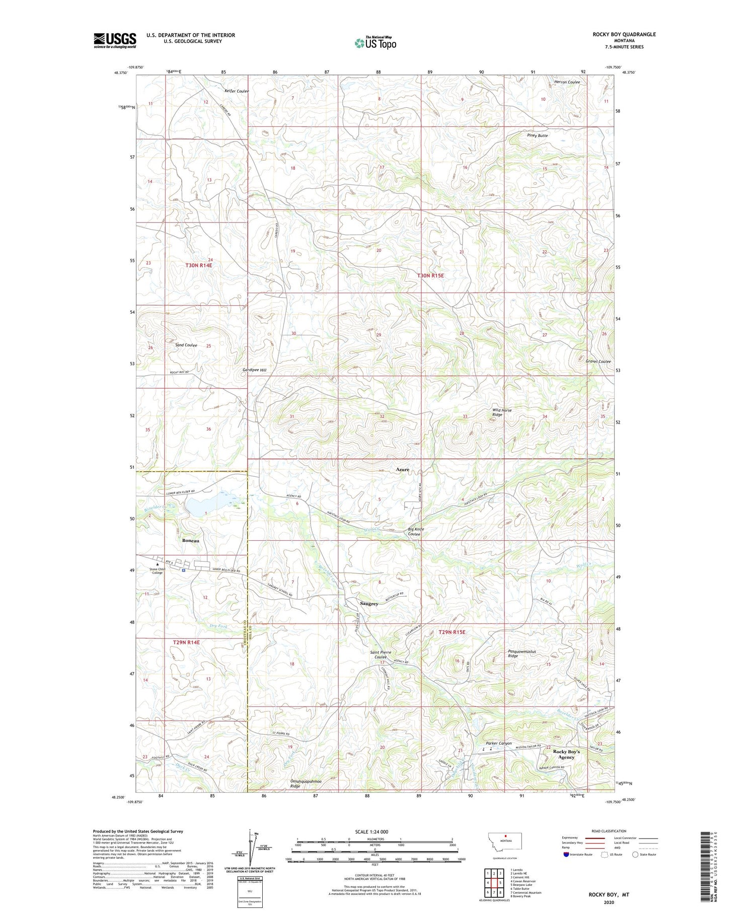 Rocky Boy Montana US Topo Map Image