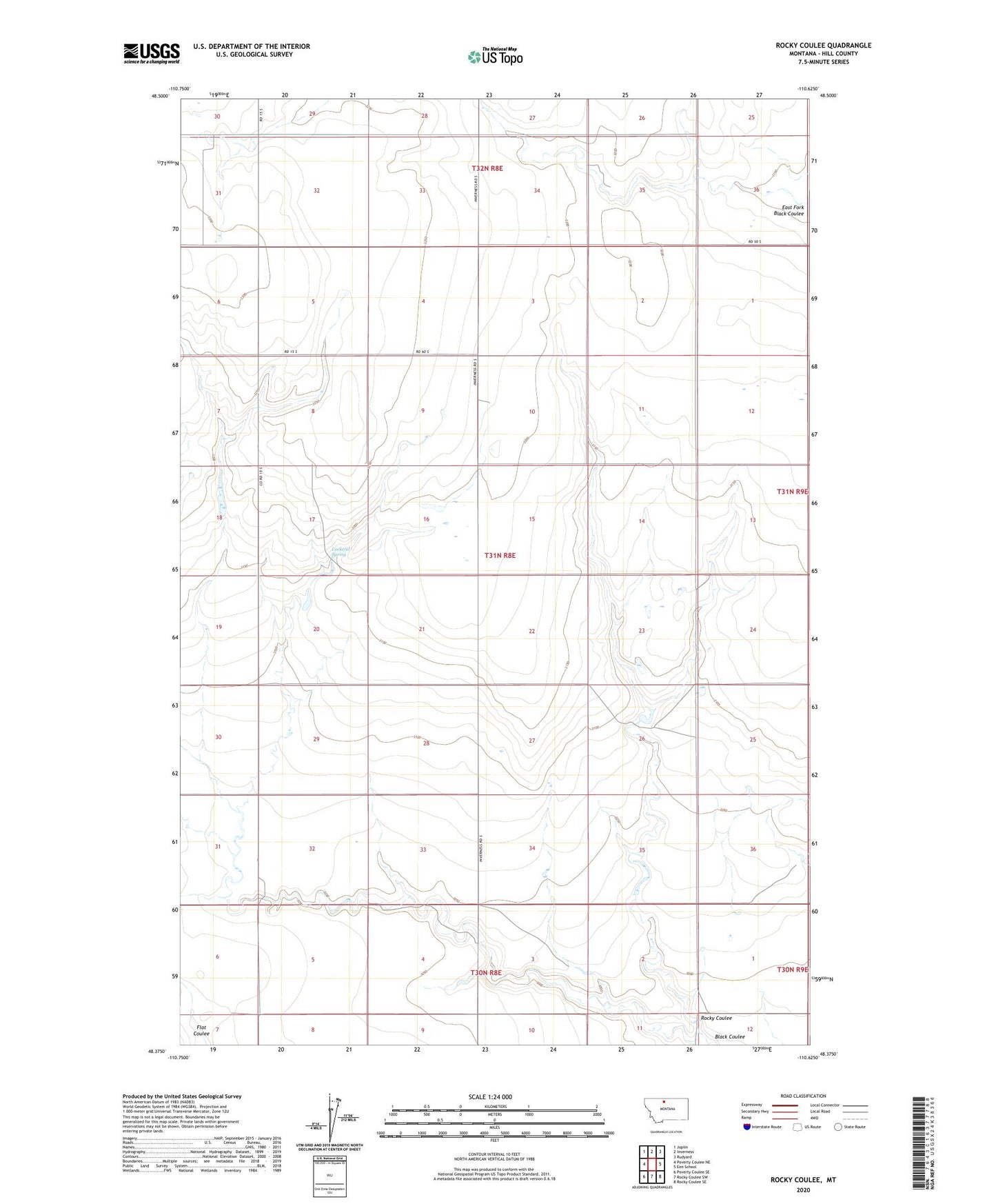 Rocky Coulee Montana US Topo Map Image