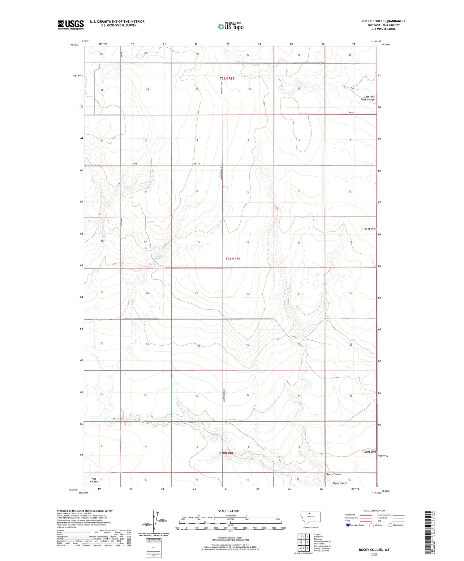 Rocky Coulee Montana US Topo Map Image