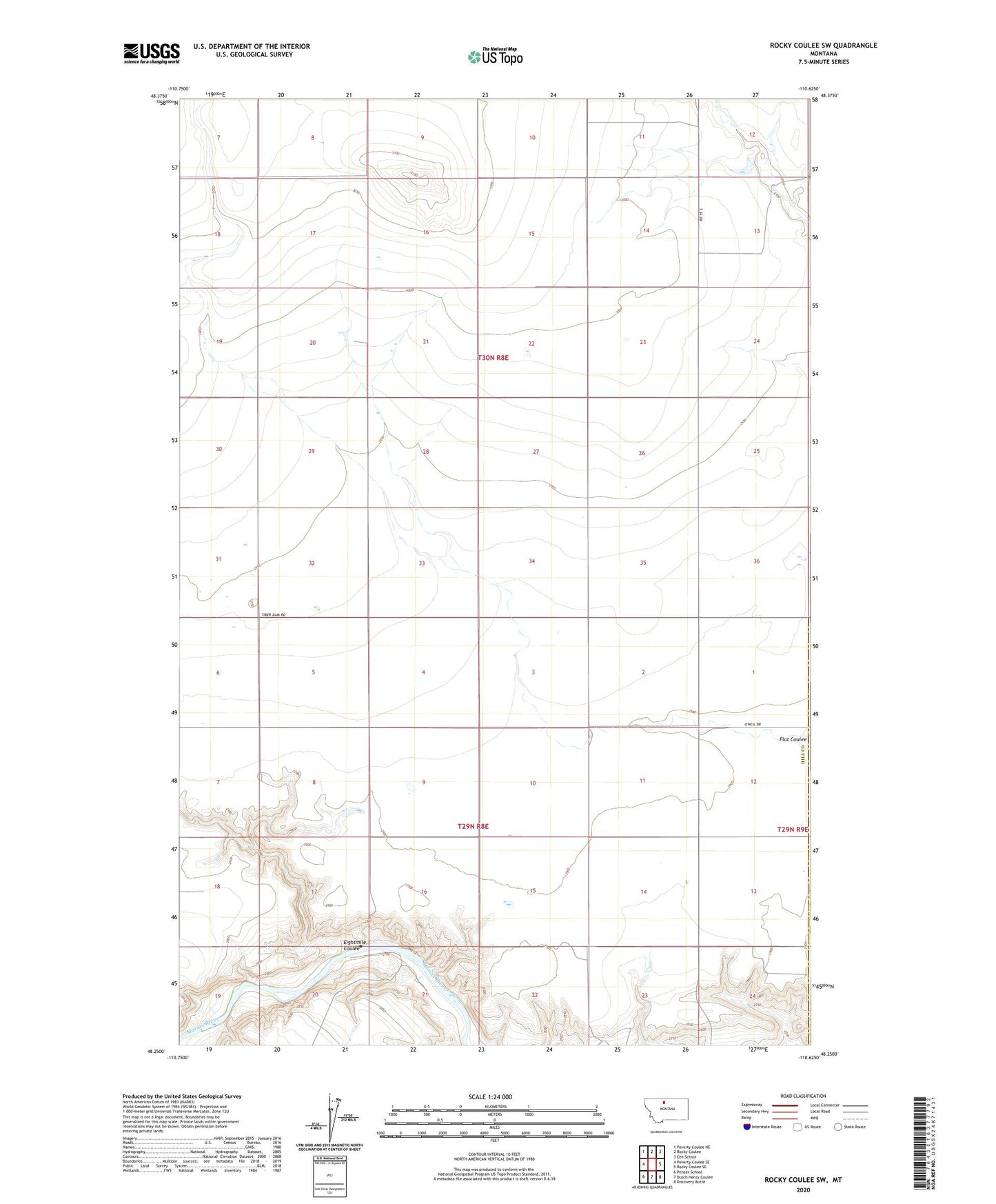 Rocky Coulee SW Montana US Topo Map Image