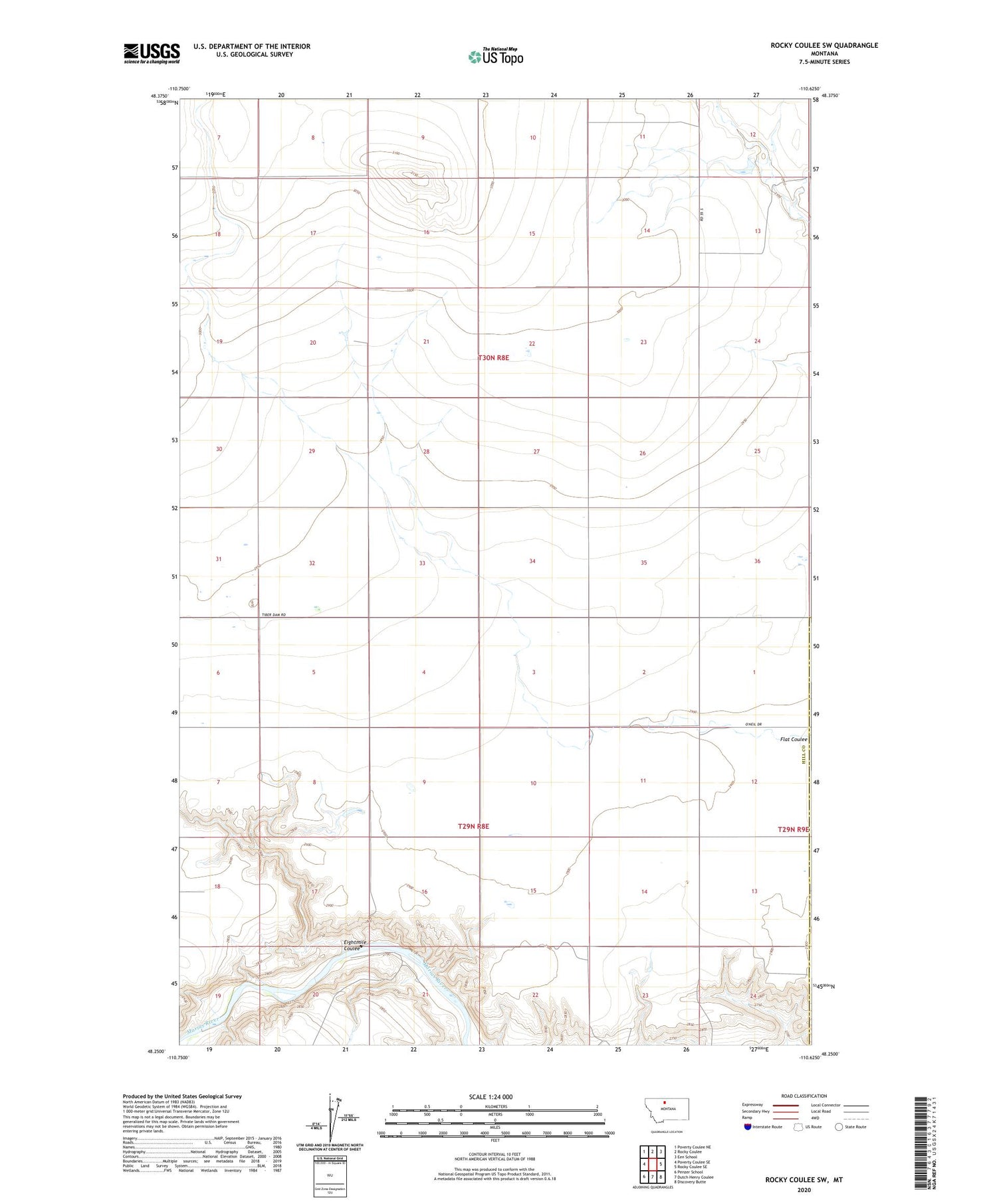 Rocky Coulee SW Montana US Topo Map Image