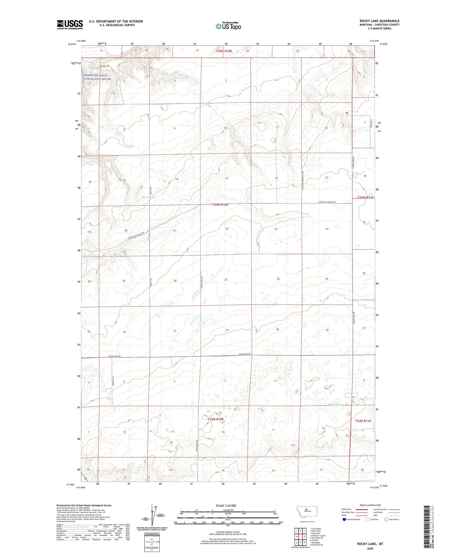 Rocky Lake Montana US Topo Map Image