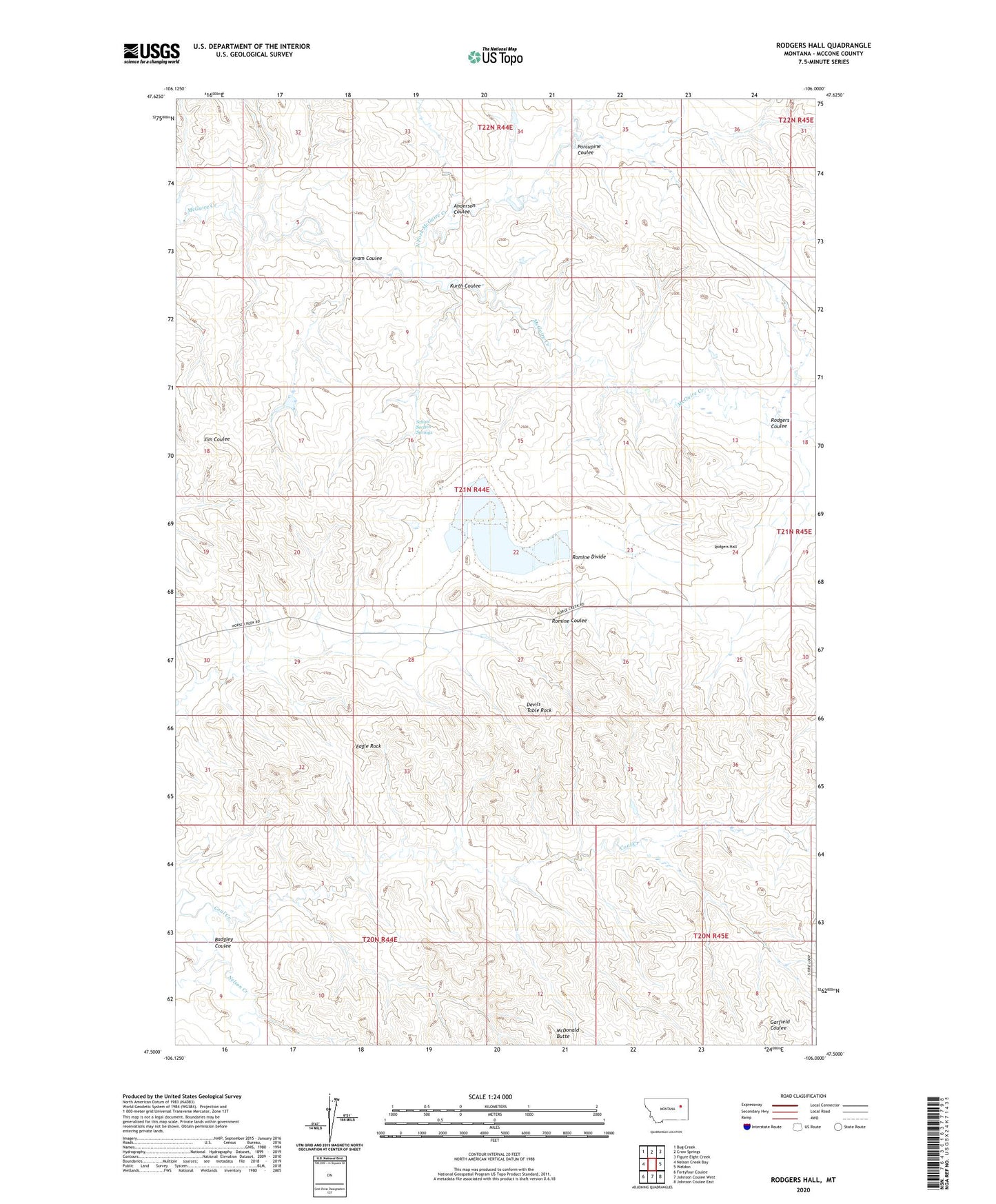 Rodgers Hall Montana US Topo Map Image