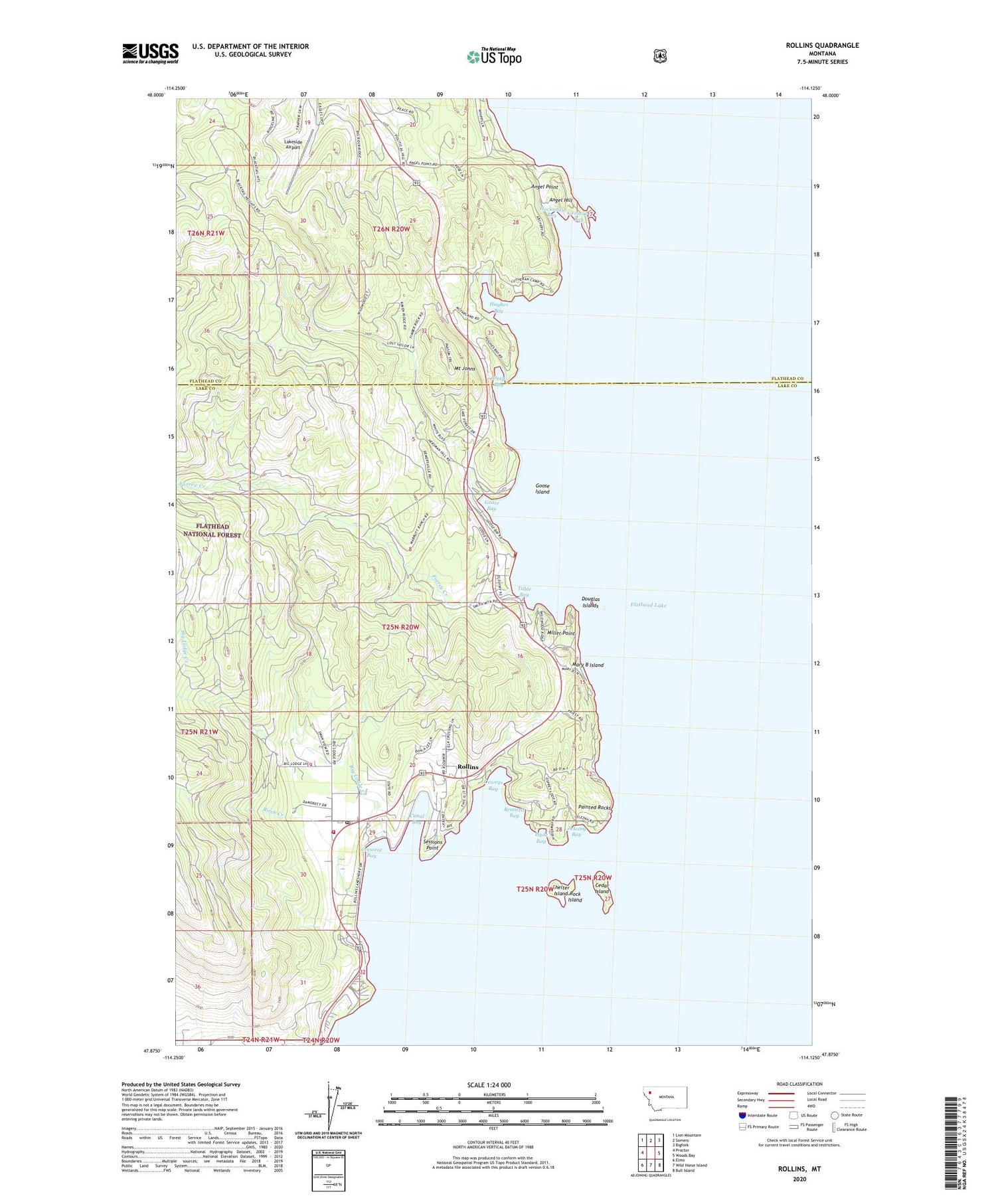 Rollins Montana US Topo Map Image