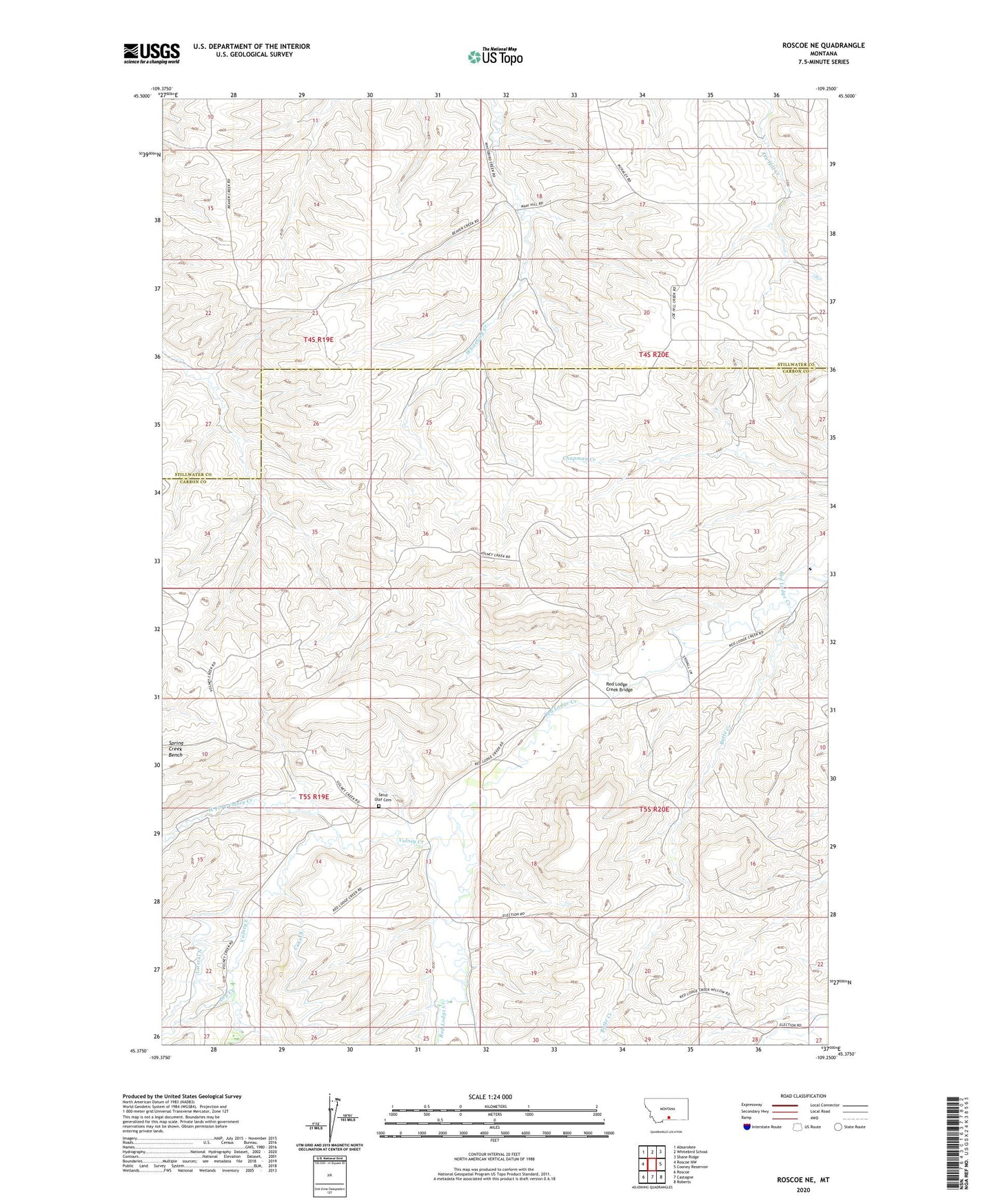 Roscoe NE Montana US Topo Map Image