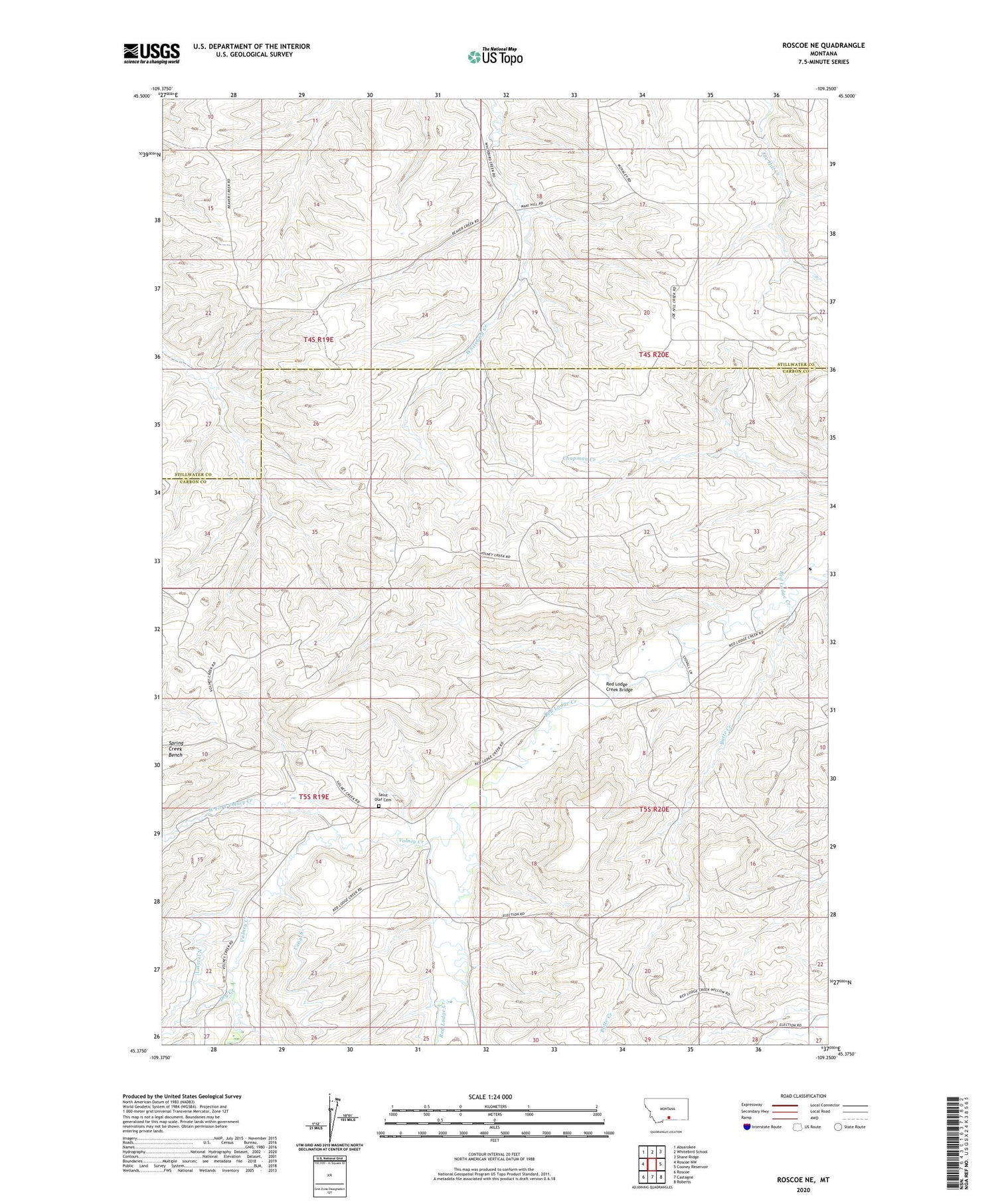 Roscoe NE Montana US Topo Map Image