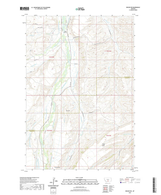 Roscoe NW Montana US Topo Map Image