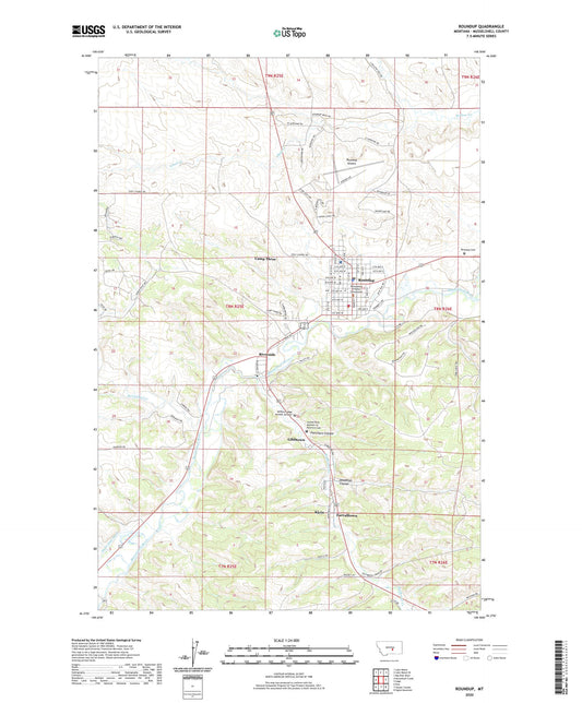 Roundup Montana US Topo Map Image
