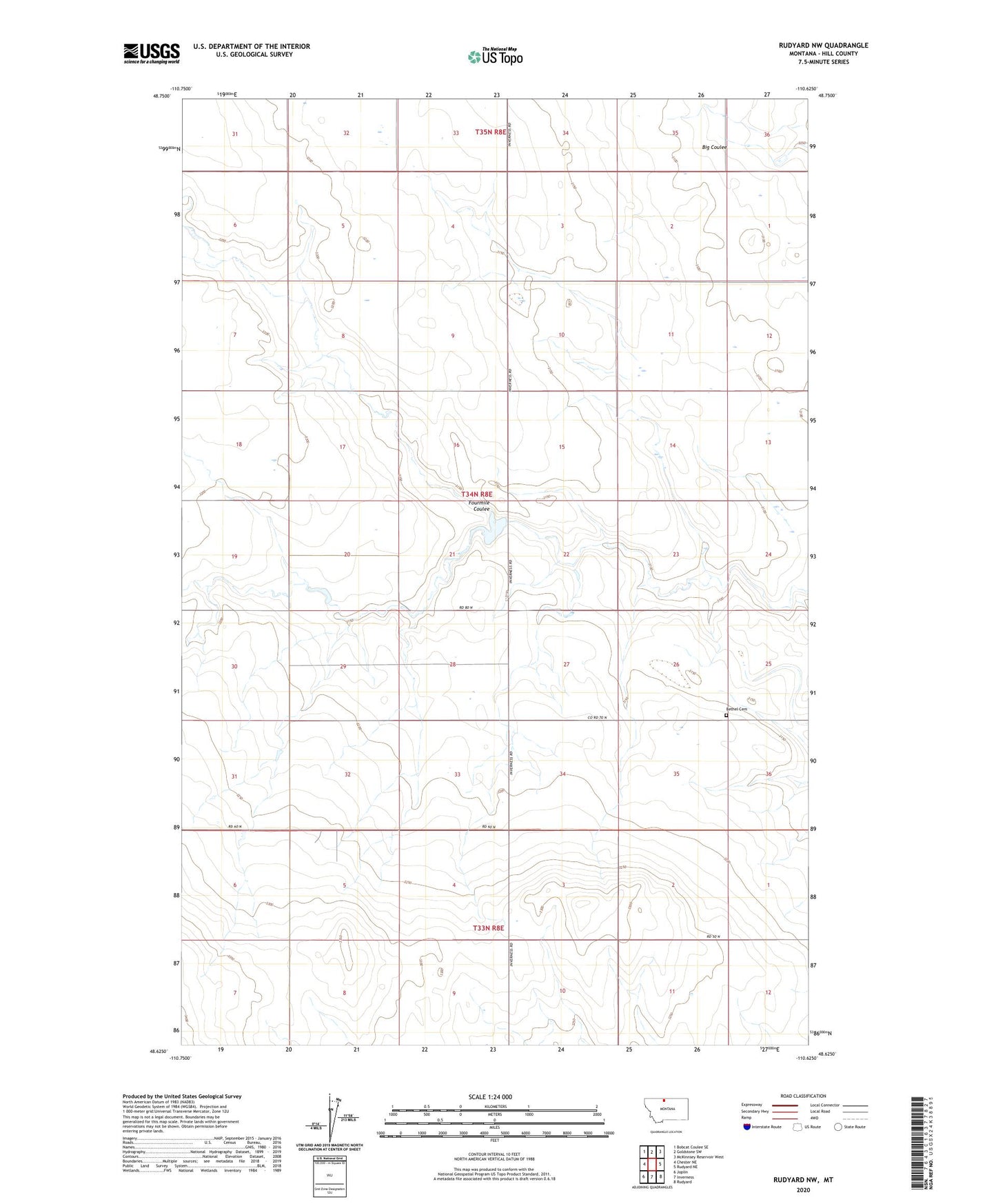 Rudyard NW Montana US Topo Map Image