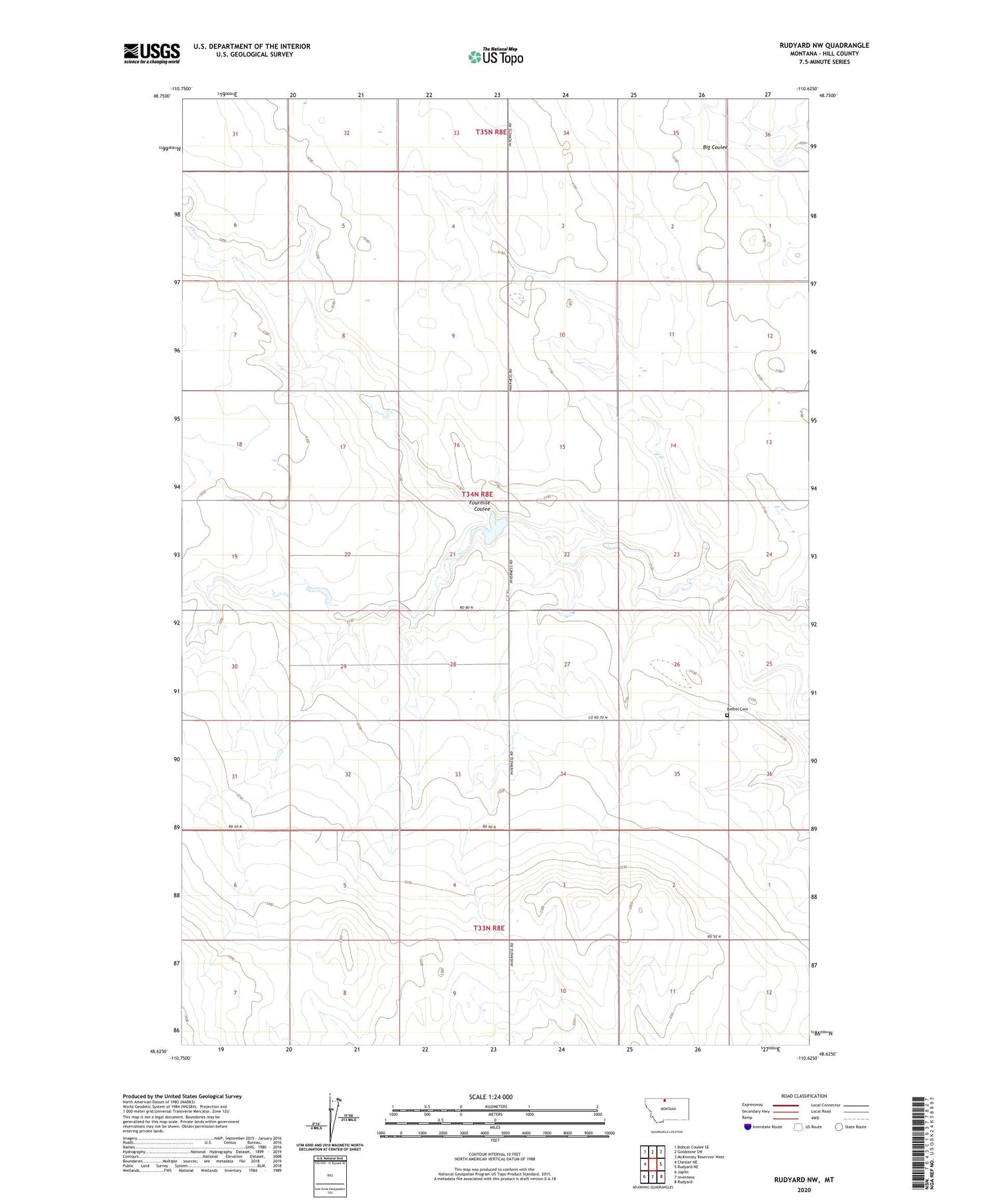 Rudyard NW Montana US Topo Map Image
