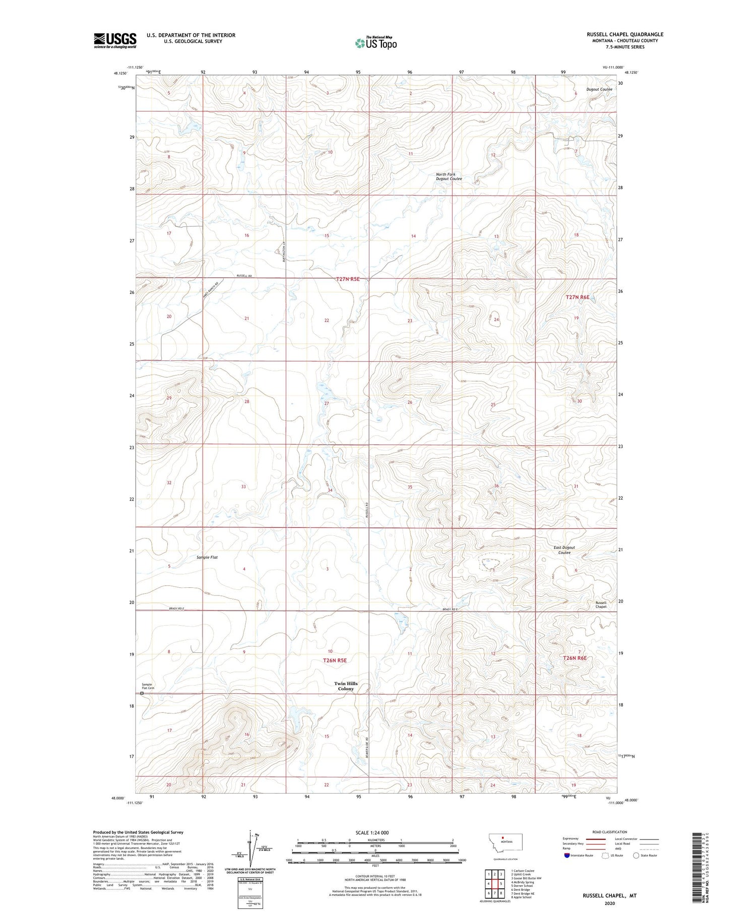 Russell Chapel Montana US Topo Map Image