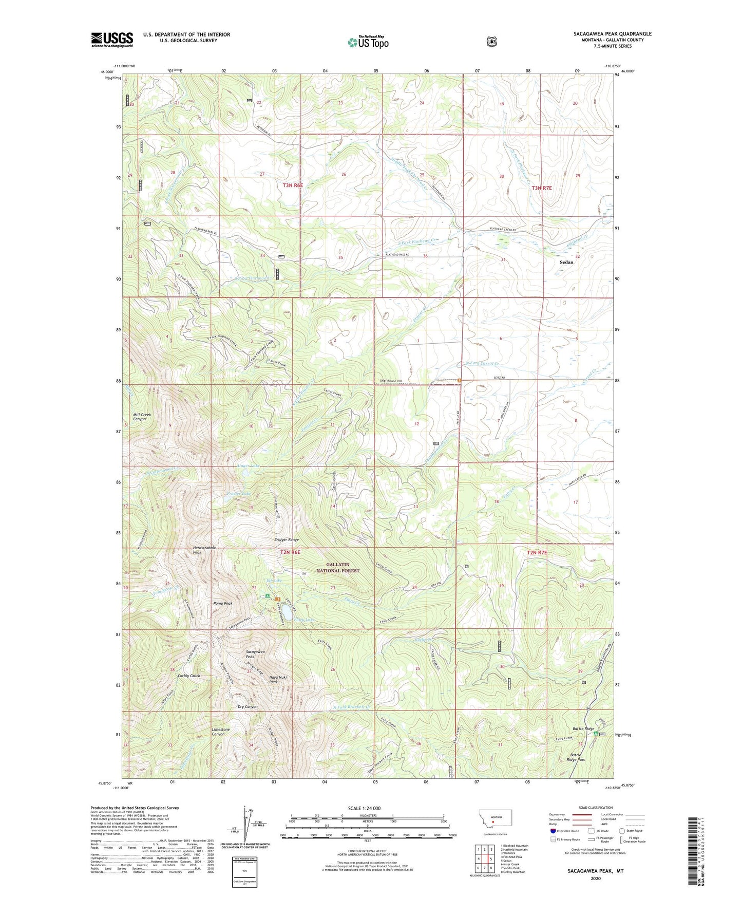 Sacagawea Peak Montana US Topo Map Image
