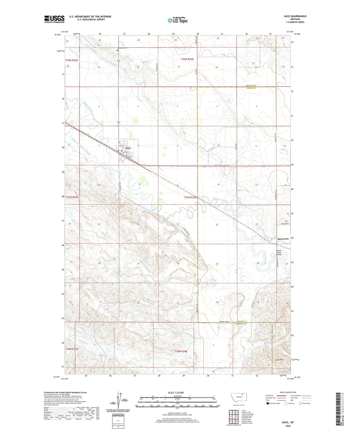 Saco Montana US Topo Map Image