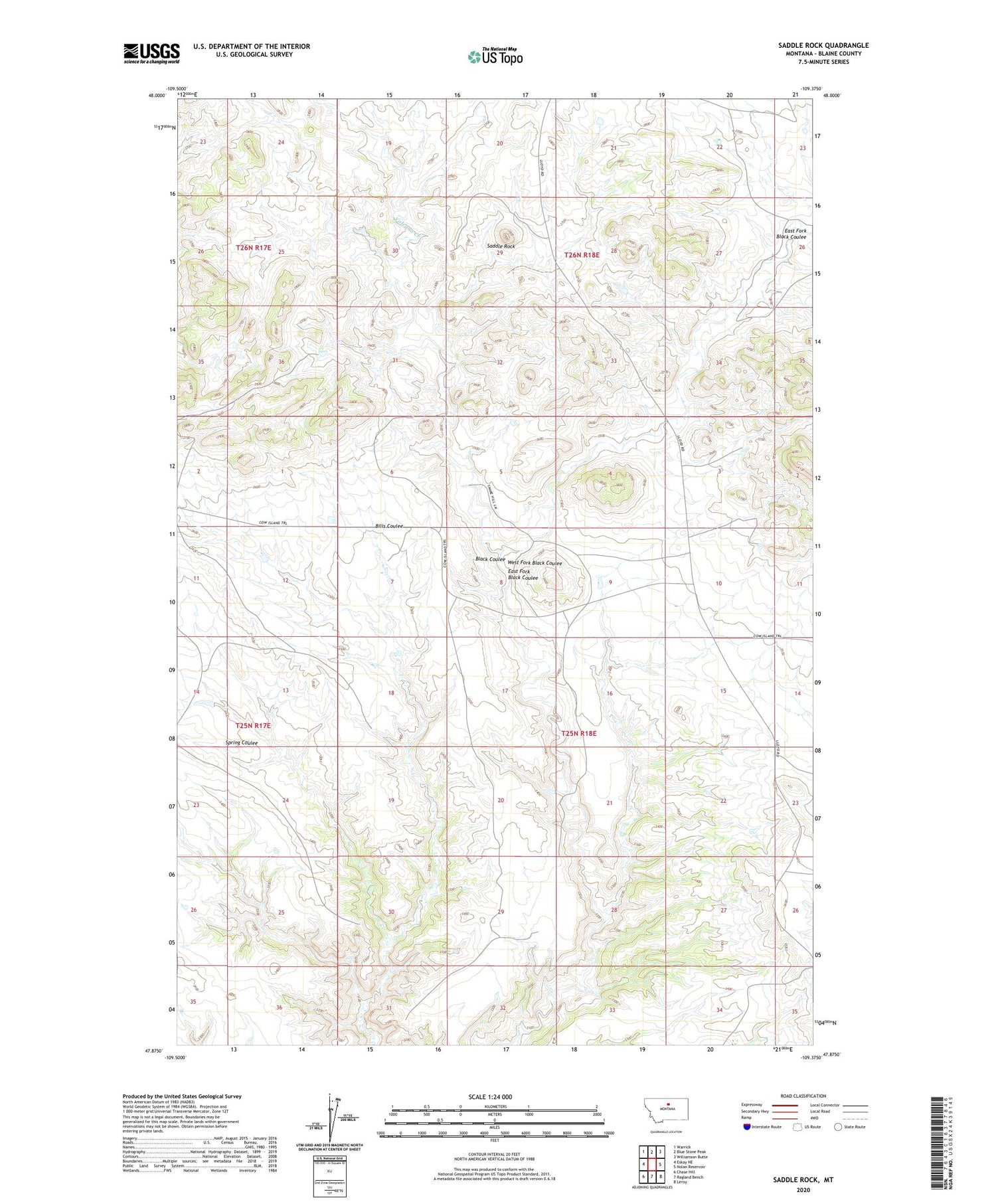 Saddle Rock Montana US Topo Map Image