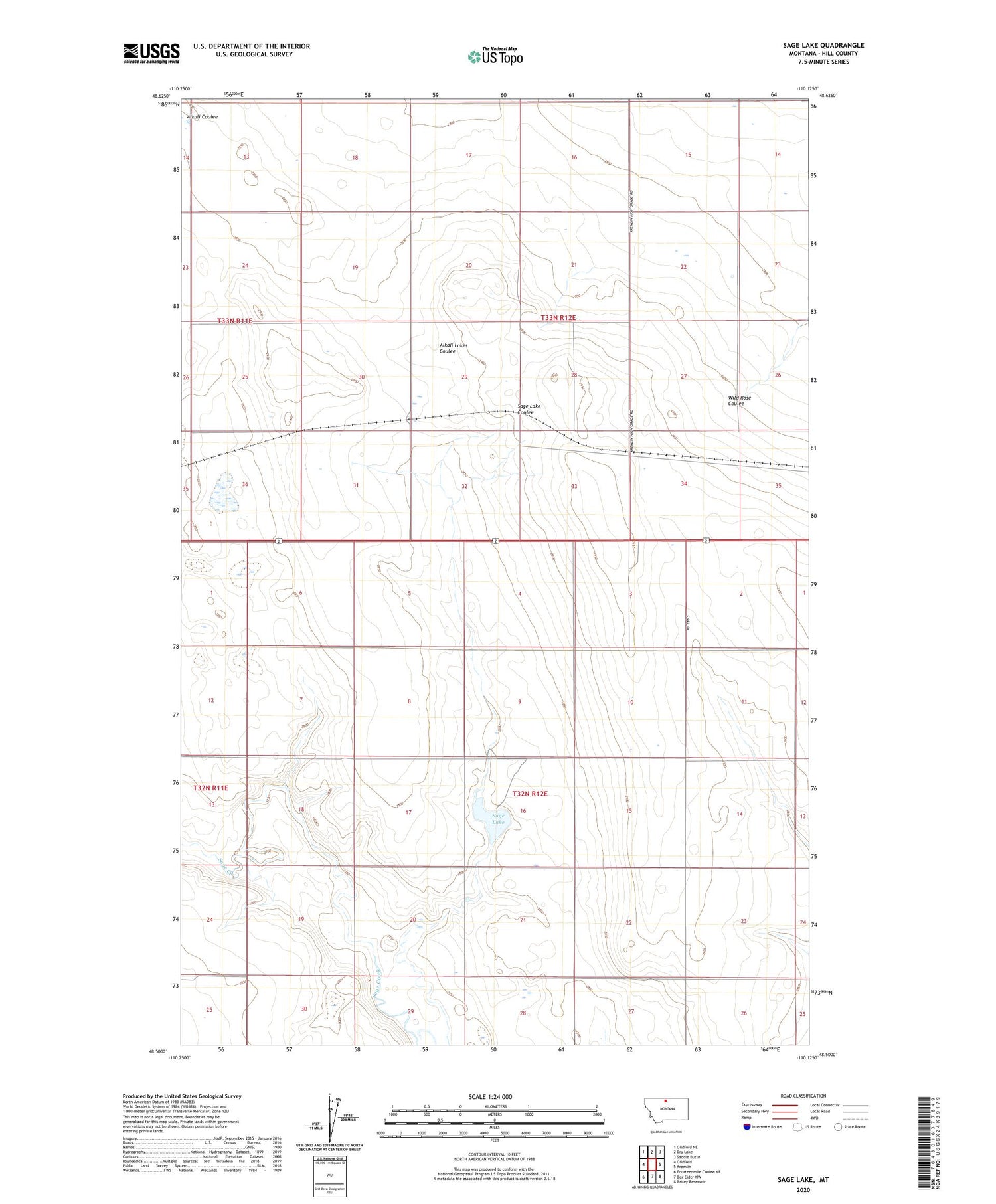 Sage Lake Montana US Topo Map Image