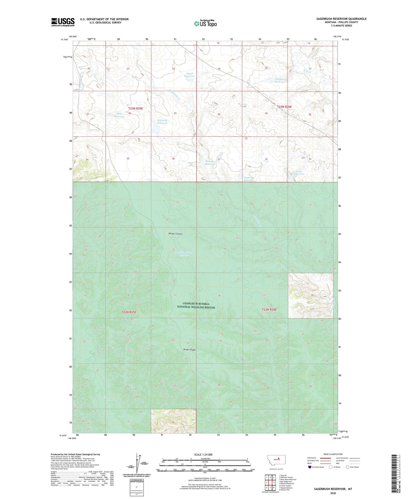 Sagebrush Reservoir Montana US Topo Map Image