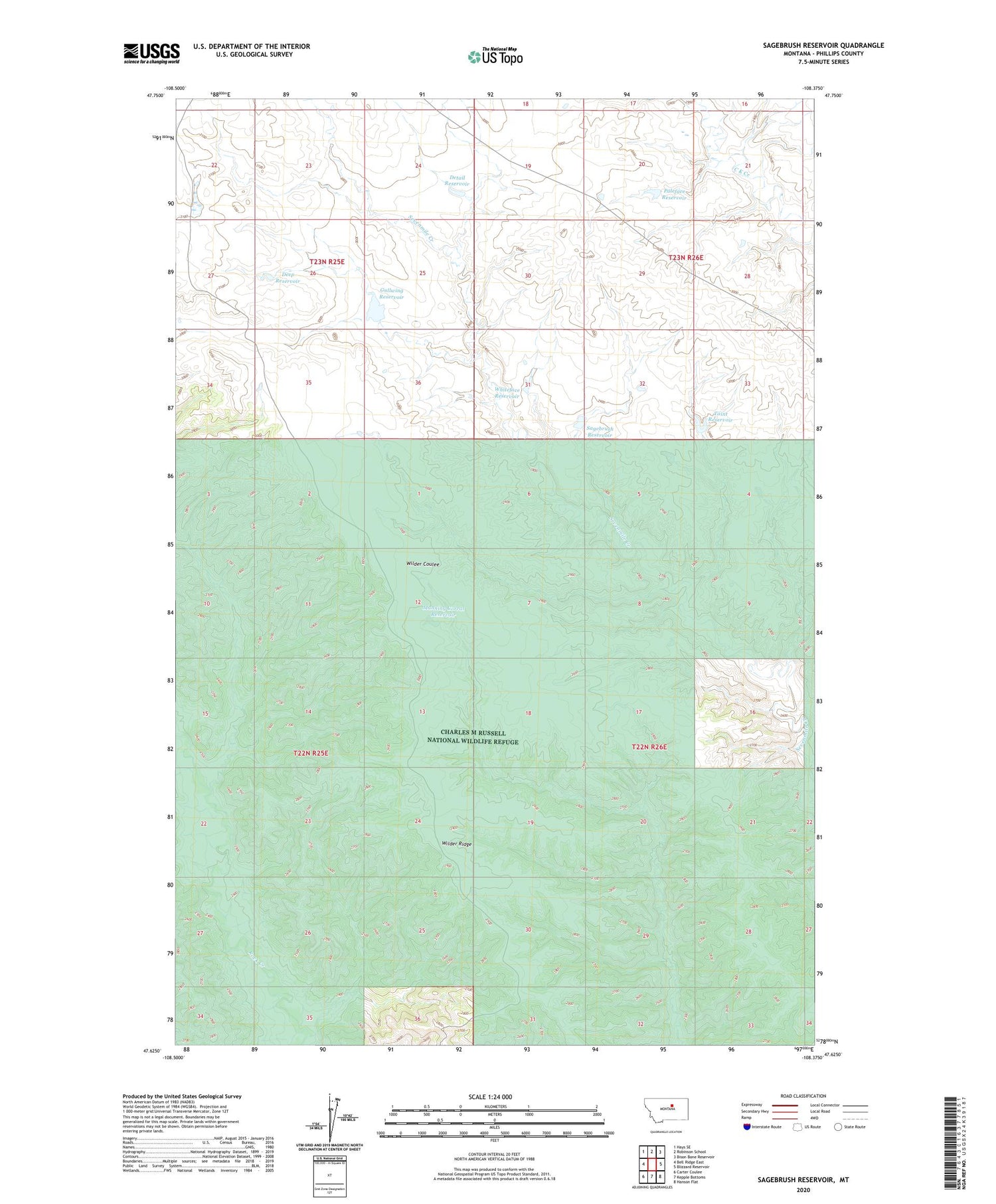 Sagebrush Reservoir Montana US Topo Map Image