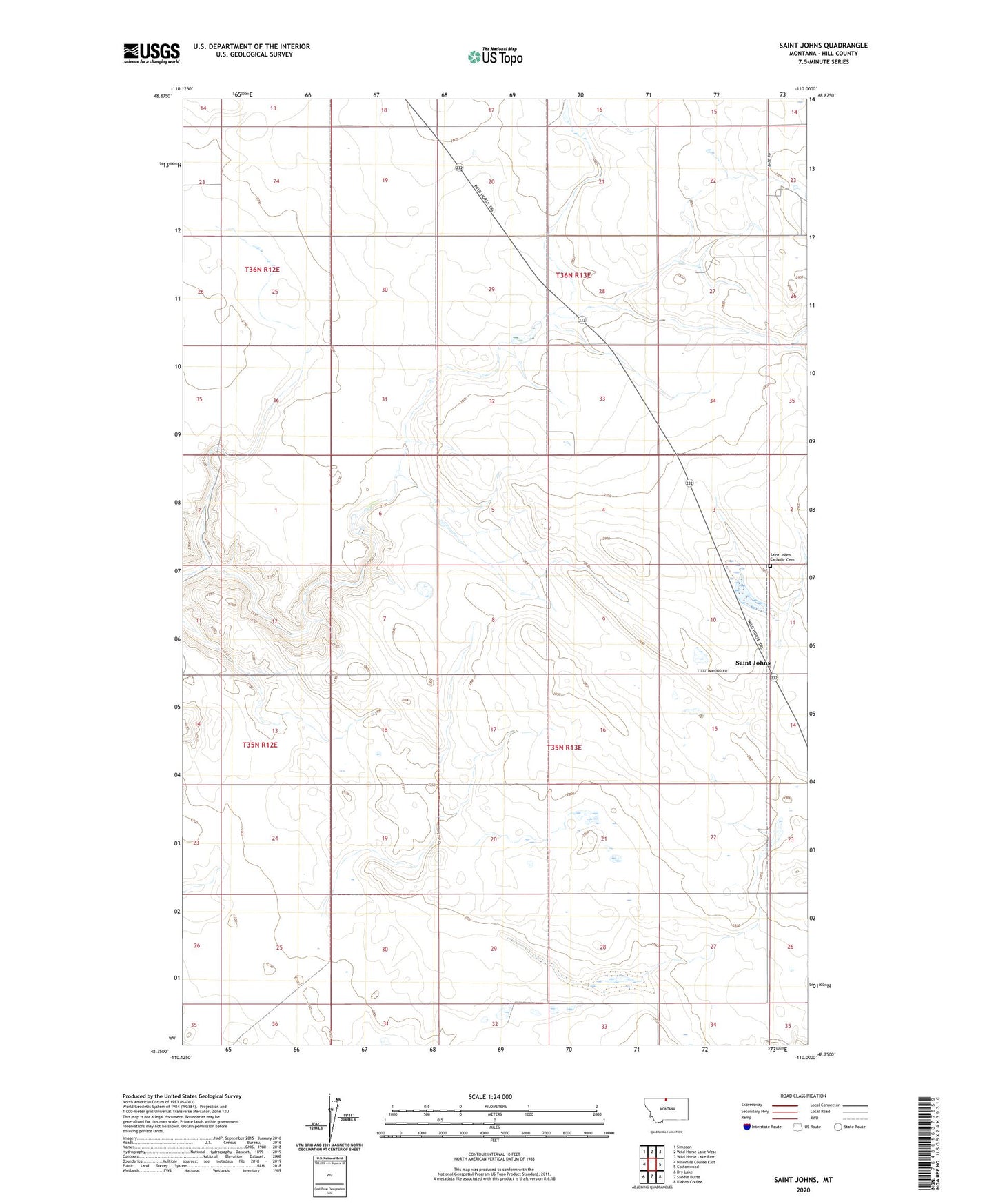 Saint Johns Montana US Topo Map Image